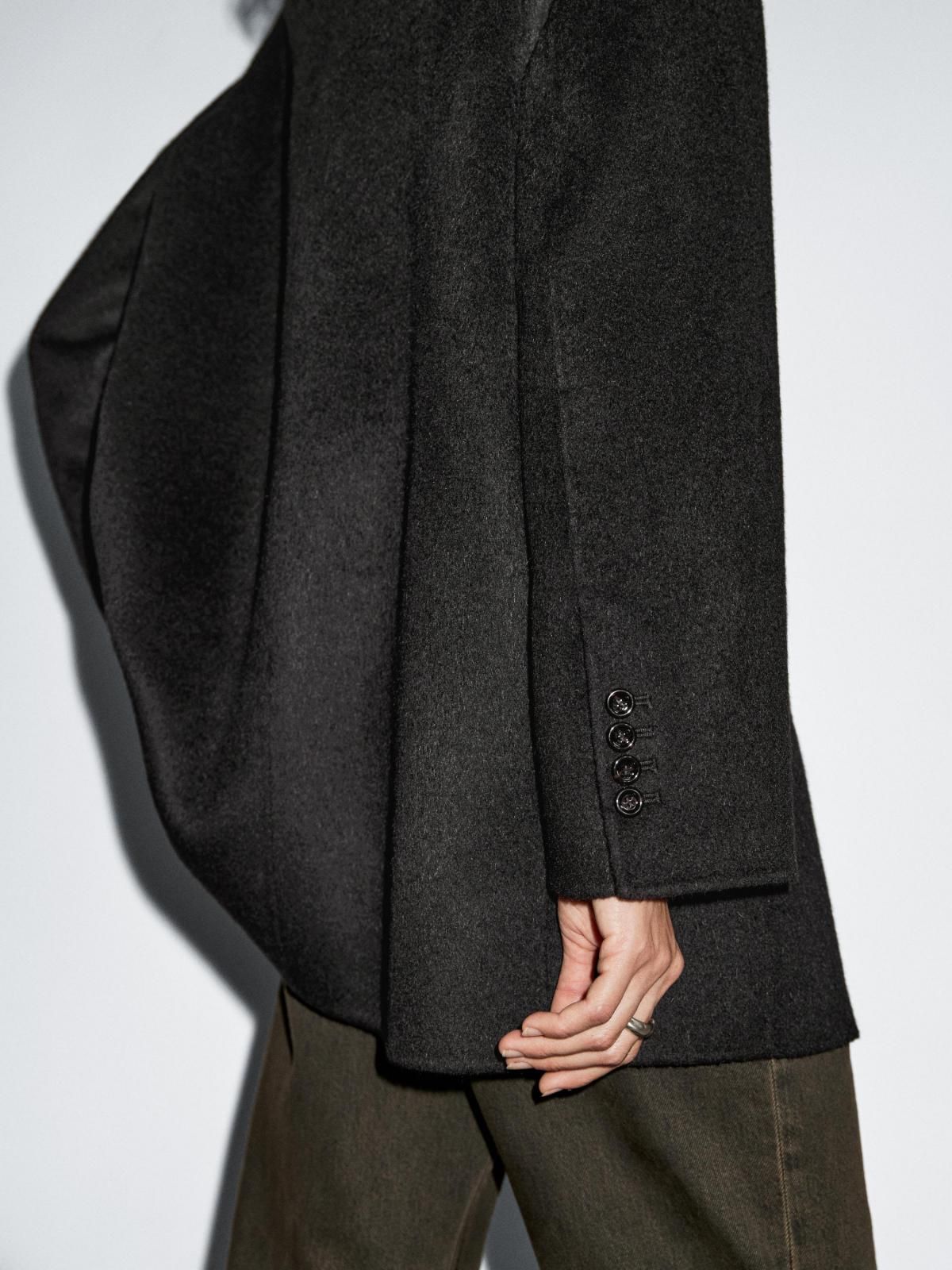 마시모두띠 프리미엄 울블렌드 하이넥 오버핏 코트 6415/978 BLACK - 상세 이미지 3