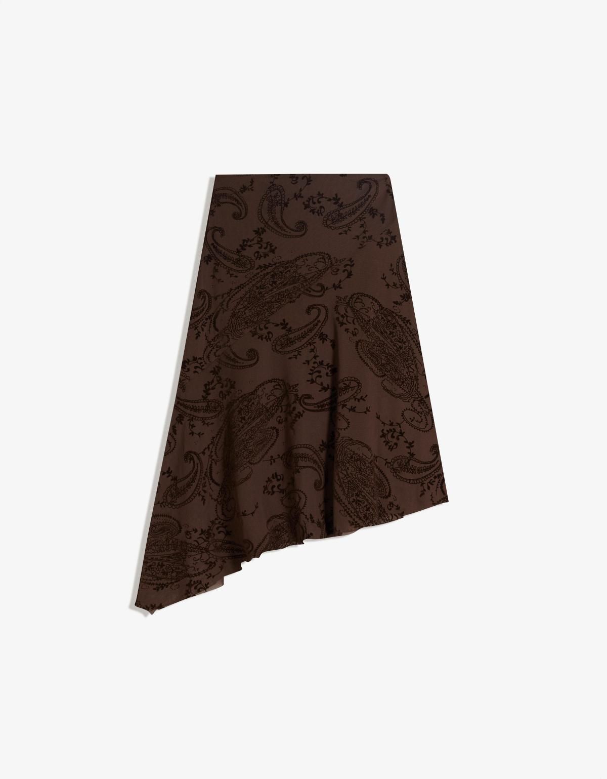 버쉬카 에스닉 패턴 언밸런스 미디 스커트 6095/173 BROWN - 상세 이미지 2
