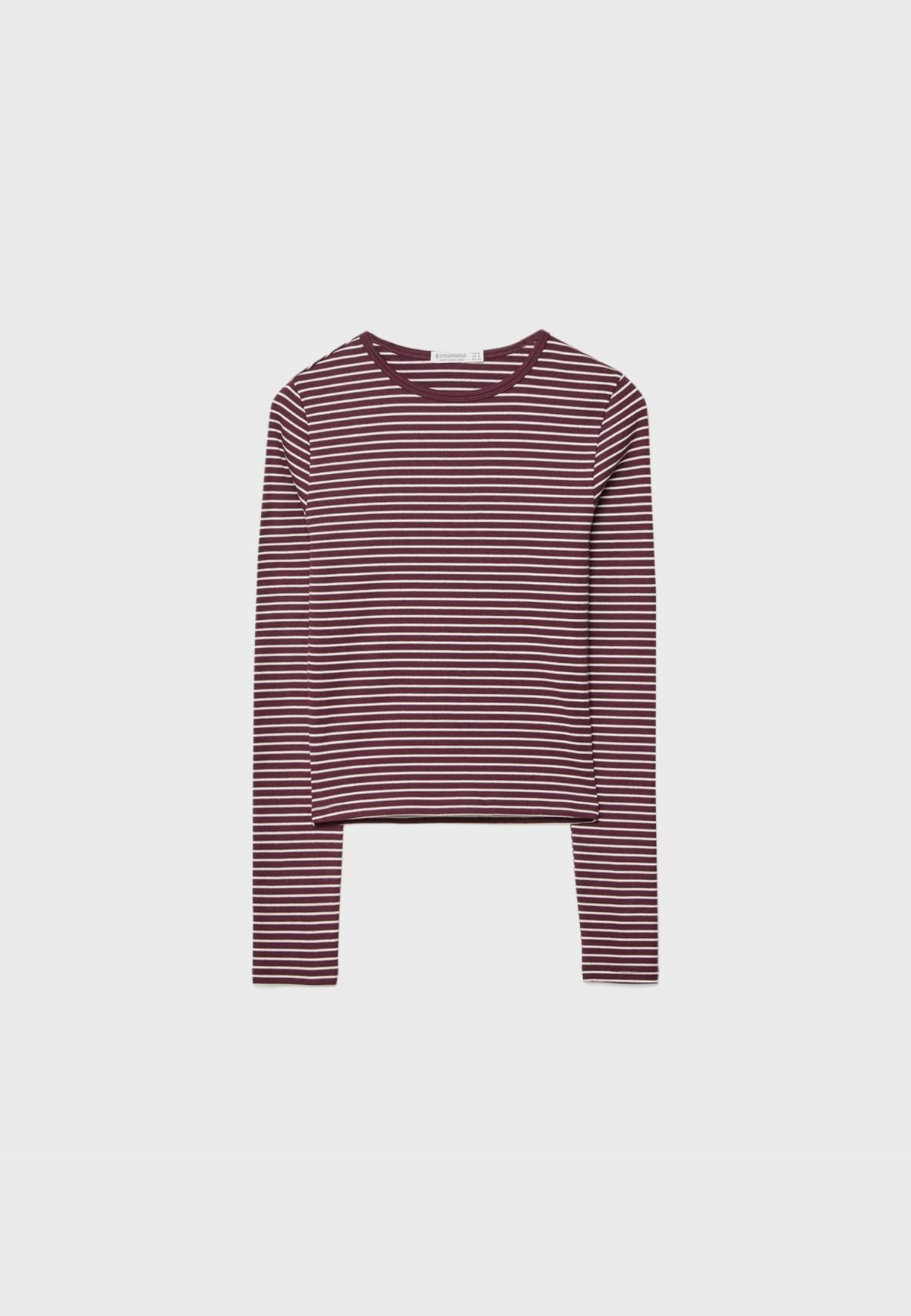 스트라디바리우스 스트라이프 베이직 코튼 긴팔 티셔츠 6514/632 AUBERGINE - 상품 이미지