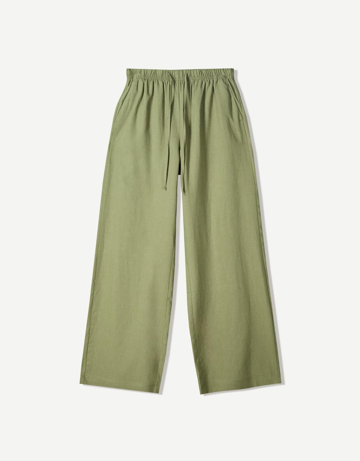버쉬카 린넨블렌드 와이드 웨이스트밴딩 팬츠 0093/741 KHAKI - 상세 이미지 4