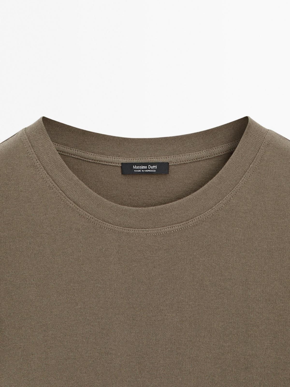 마시모두띠 베이직 텍스처드 크레이프 코튼 반팔 티셔츠 6264/505 MOLE BROWN - 상세 이미지 3