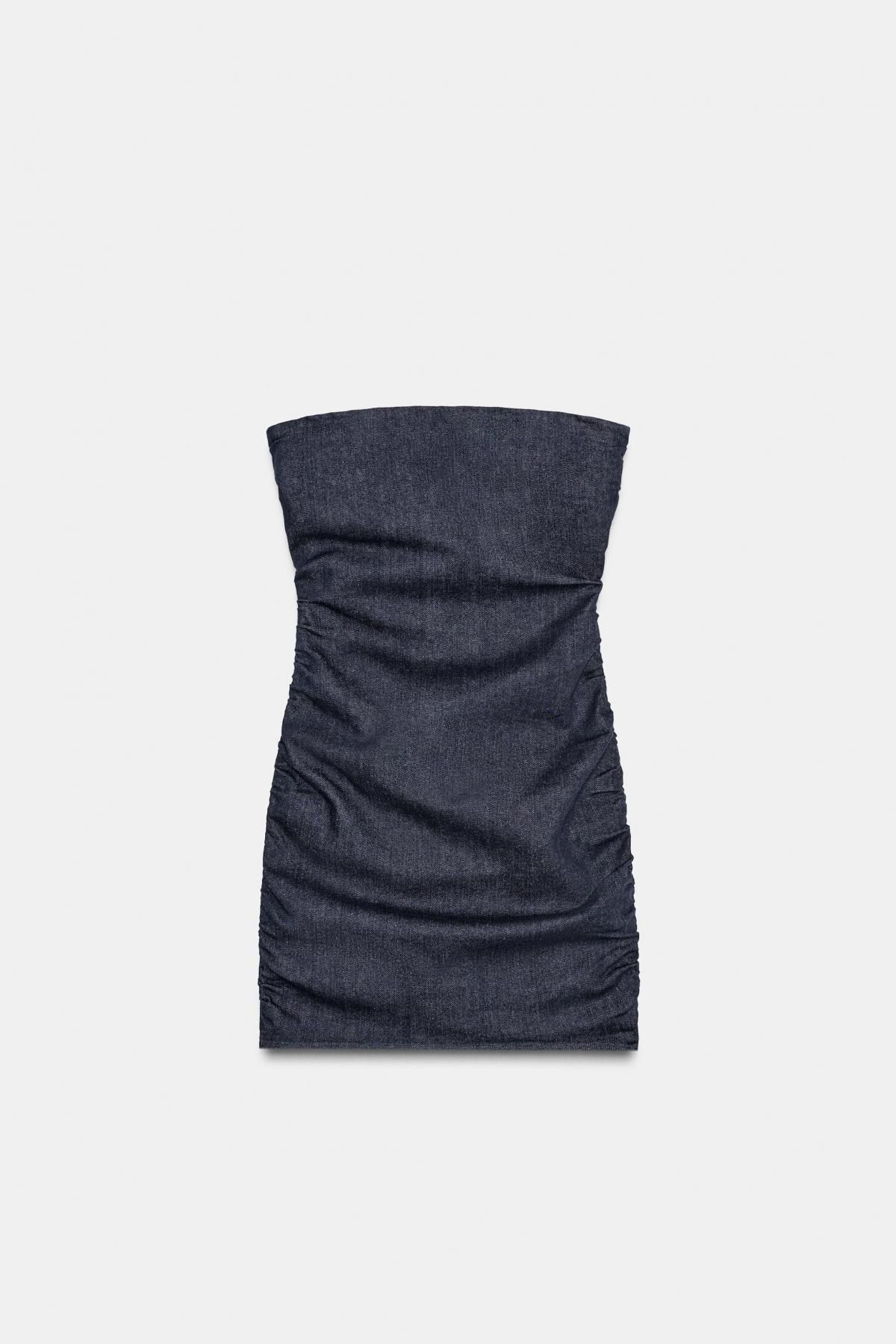 자라 데님 오프숄더 셔링 미니 원피스 6929/382 DARK INDIGO - 메인 이미지
