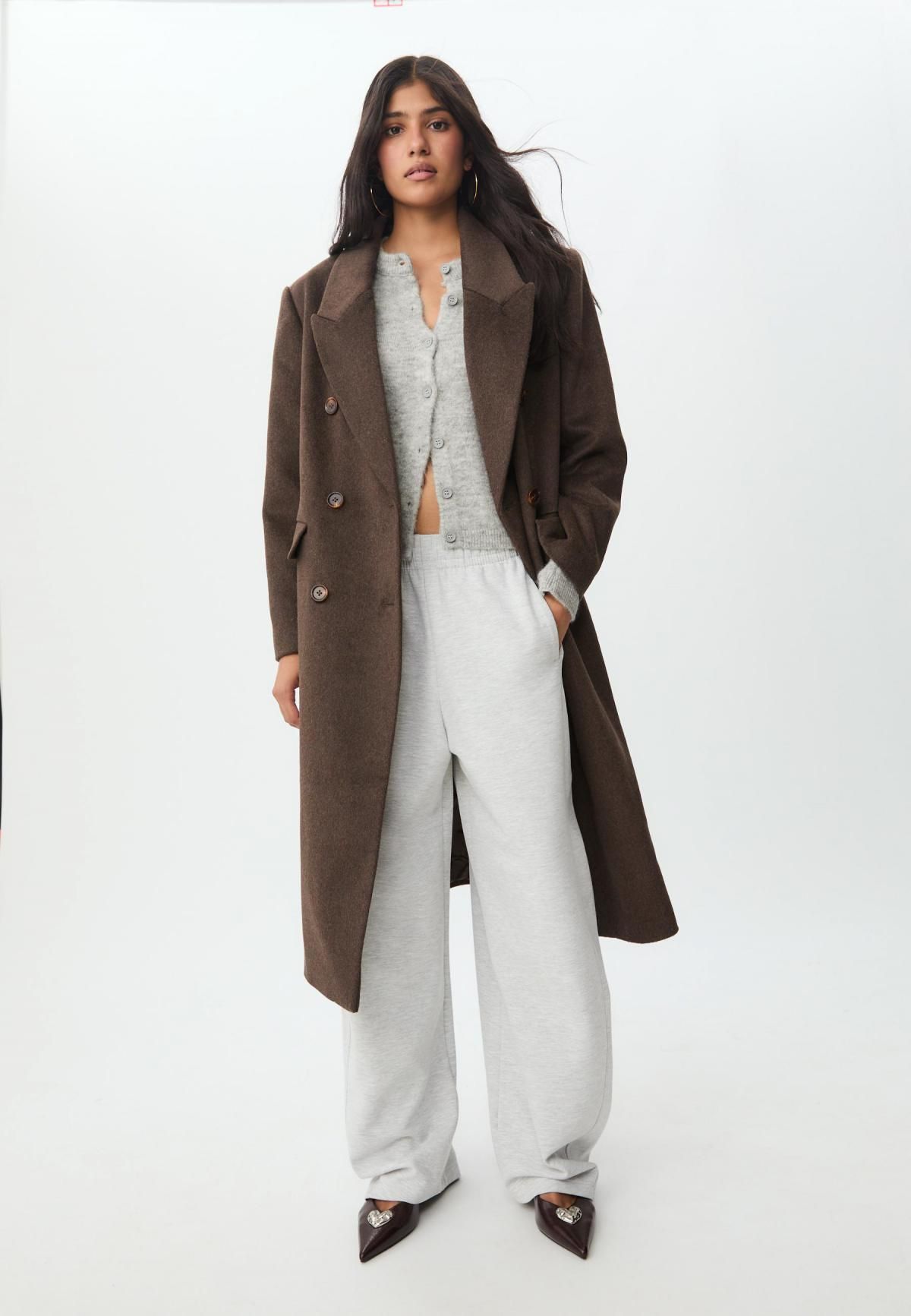 스트라디바리우스 브라운 테일러드 더블브레스트 롱코트 8477/771 BROWN - 상세 이미지 5