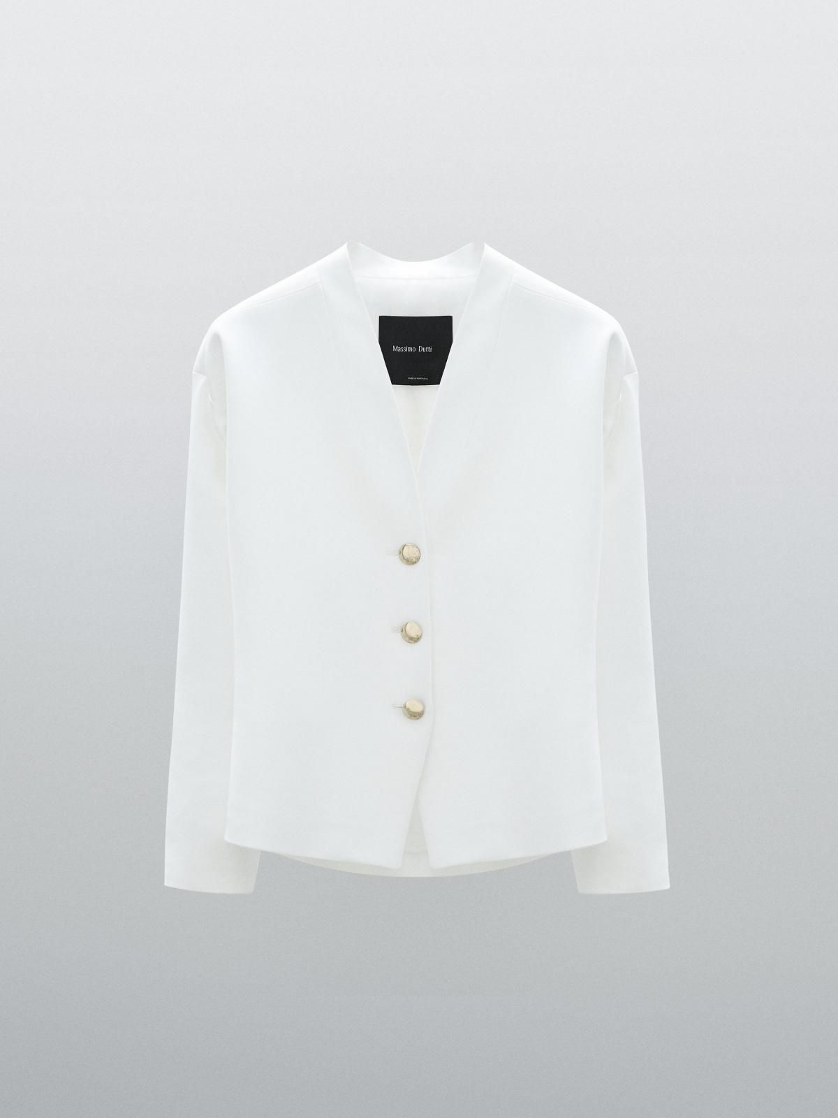 마시모두띠 에센셜 브이넥 골드버튼 테일러드 재킷 9515/952 WHITE - 상품 이미지