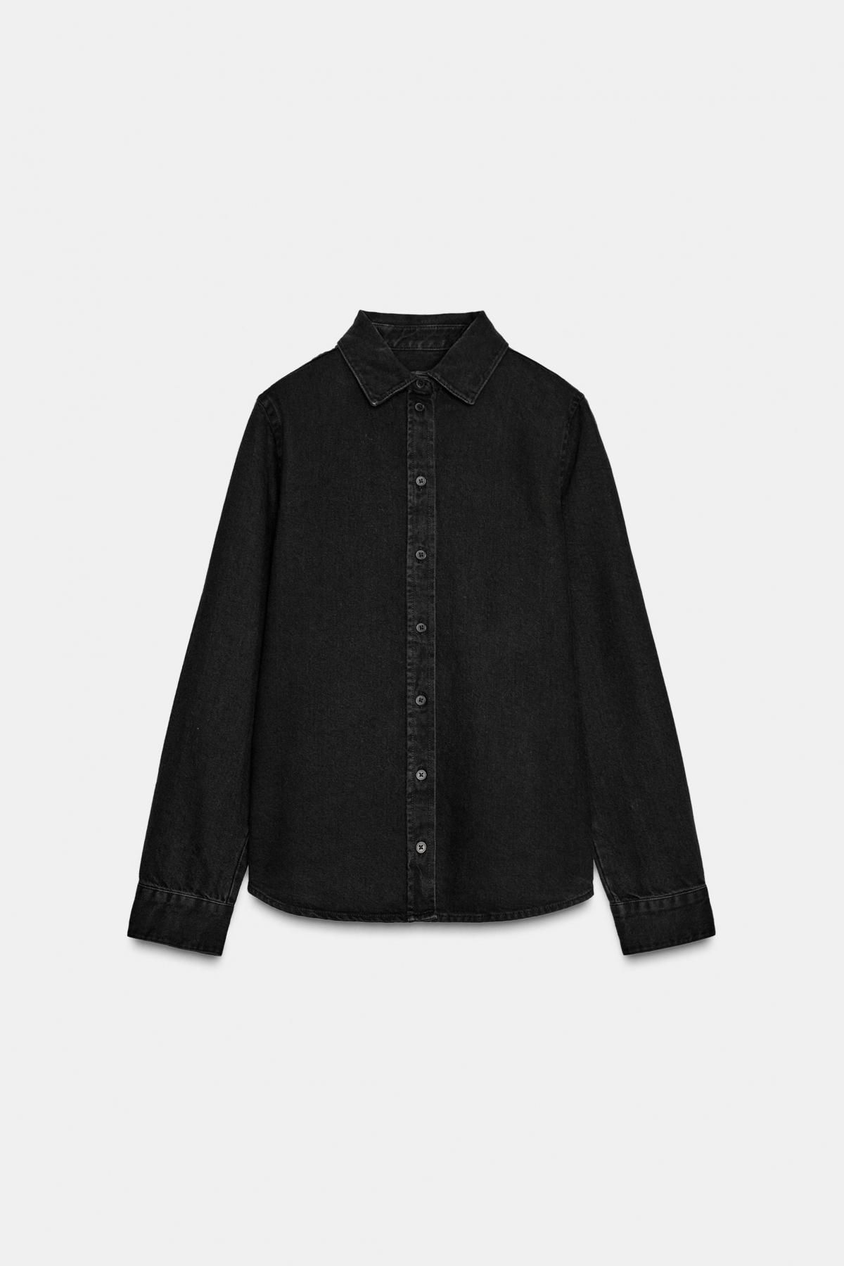 자라 블랙 데님 테크니컬 슬림 셔츠 5216/273 BLACK - 메인 이미지