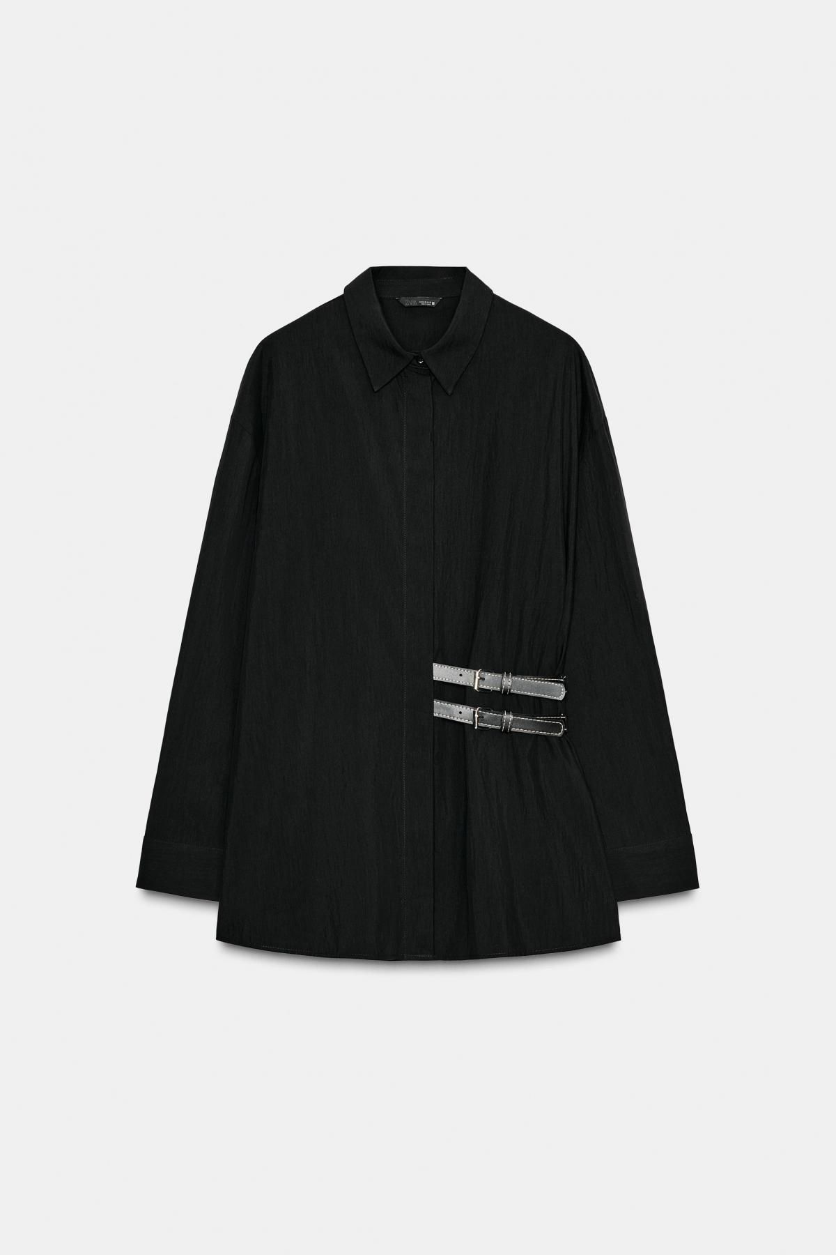 자라 탭 스트랩 블랙 포플린 셔츠 7484/174 BLACK - 메인 이미지