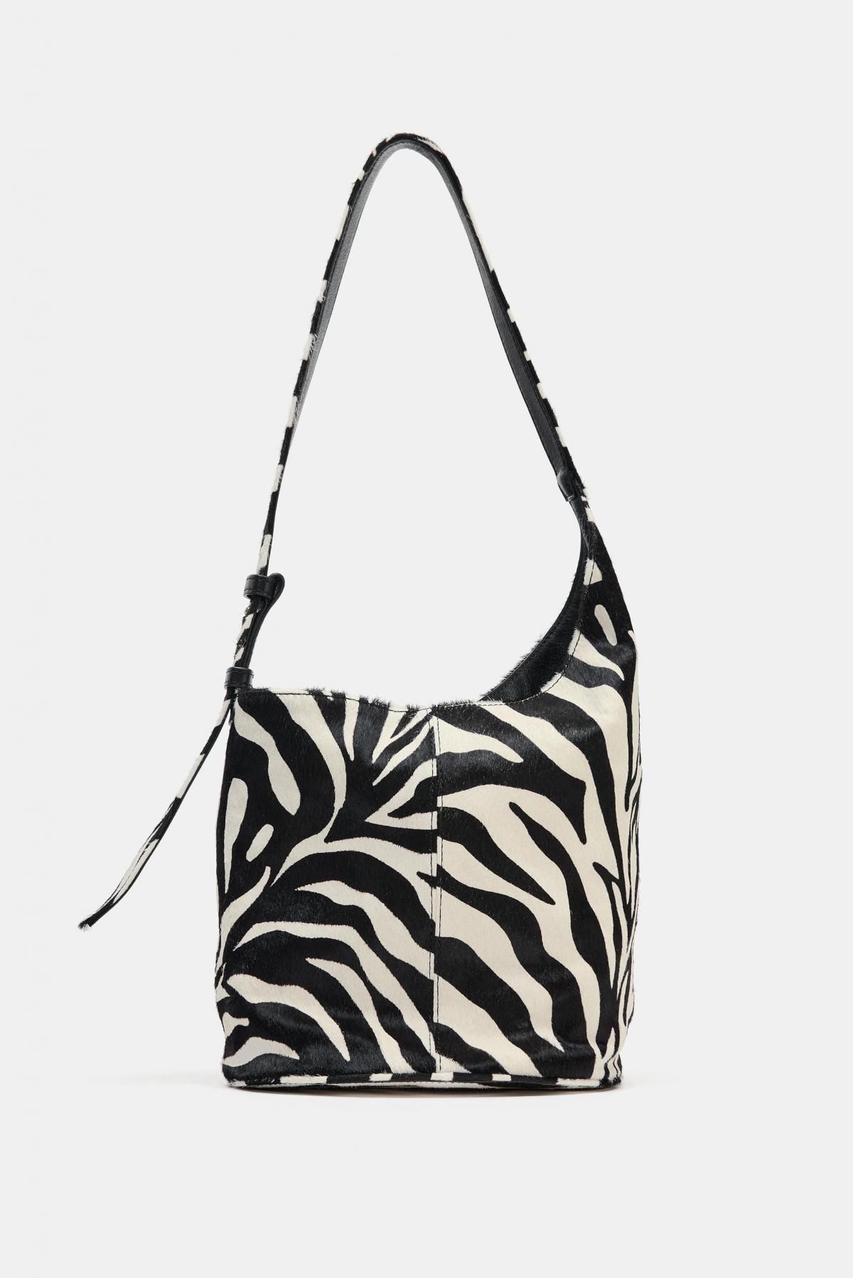 자라 애니멀 프린트 소프트 레더 미니 버킷백 6666/610 ZEBRA - 메인 이미지