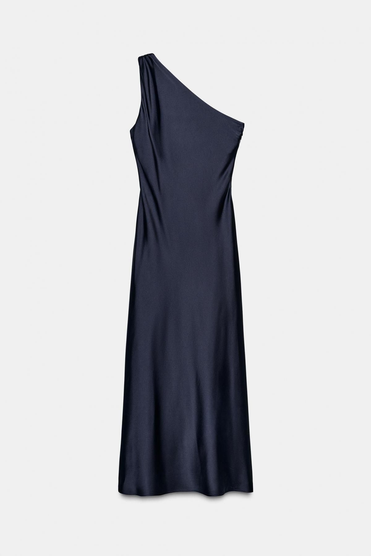 자라 시크 새틴 비대칭 미디 원피스 9178/399 NAVY BLUE - 상품 이미지