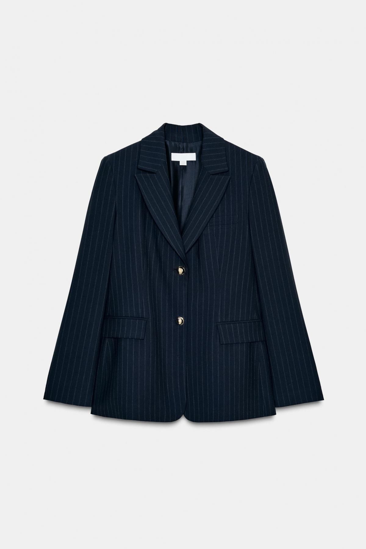 자라 테일러드 핀스트라이프 숄더패드 블레이저 9044/611 NAVY BLUE - 상품 이미지