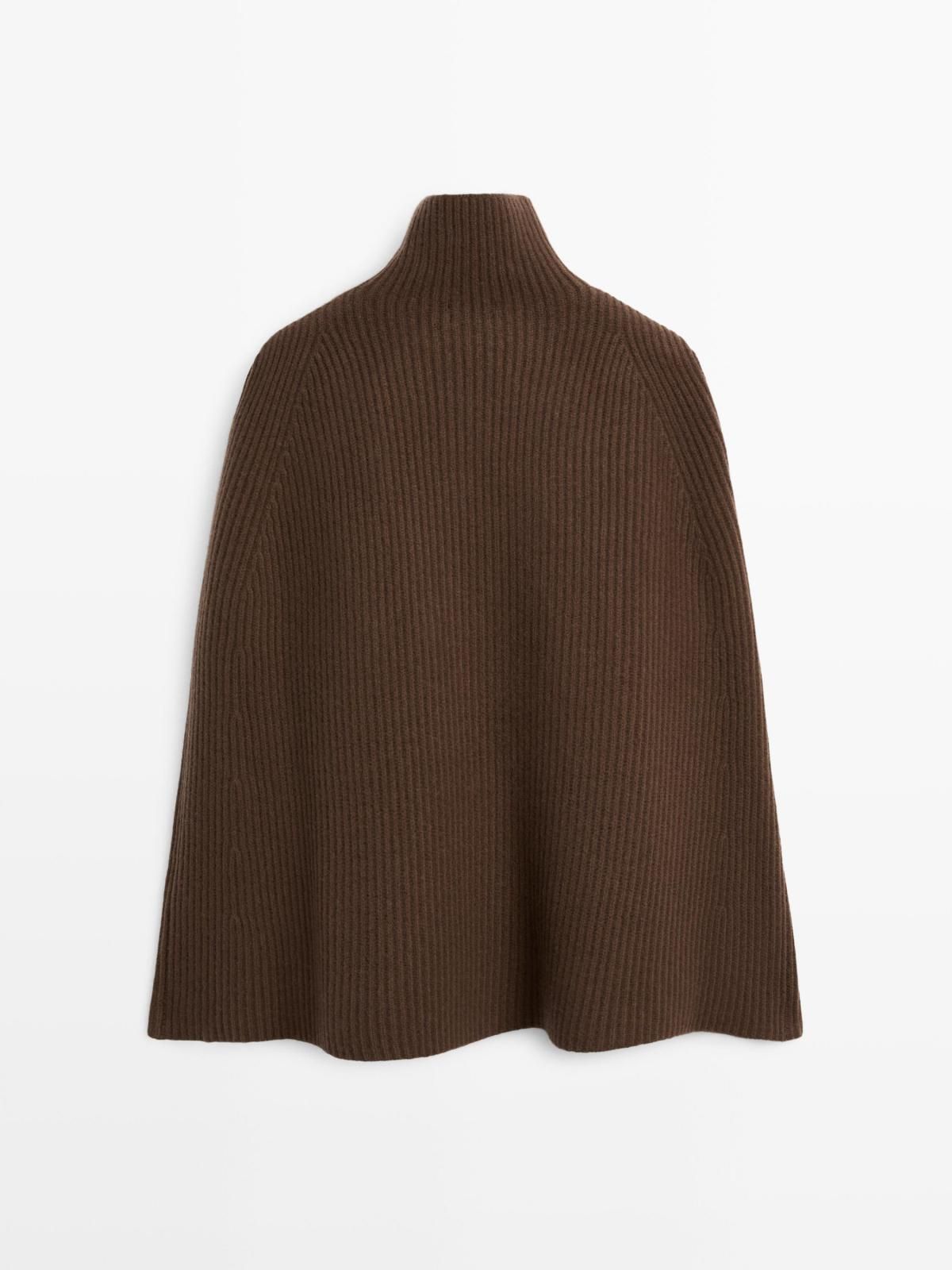 마시모두띠 브라운 하이넥 100 울 니트 케이프 코트 5752/535 MOLE BROWN 이미지 7
