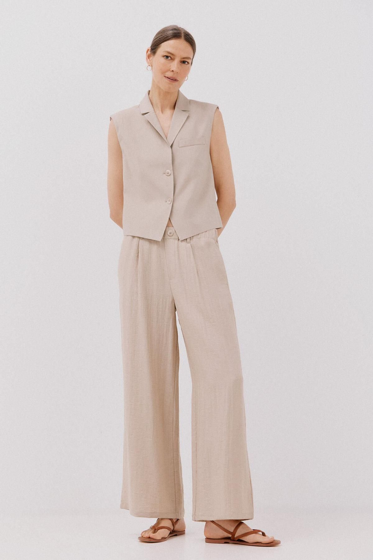 꼬르떼피엘 와이드핏 플루이드 팬츠 밴딩 베이지 6142020 BEIGE - 상세 이미지 2