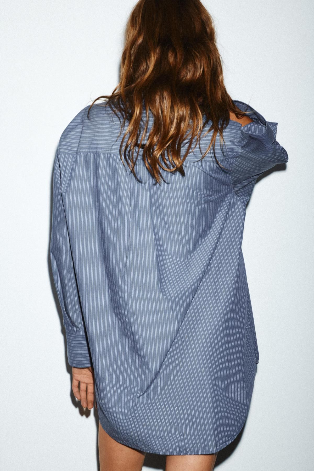 자라 스트라이프 포플린 롱슬리브 셔츠 0975/100 BLUE / NAVY - 상세 이미지 5