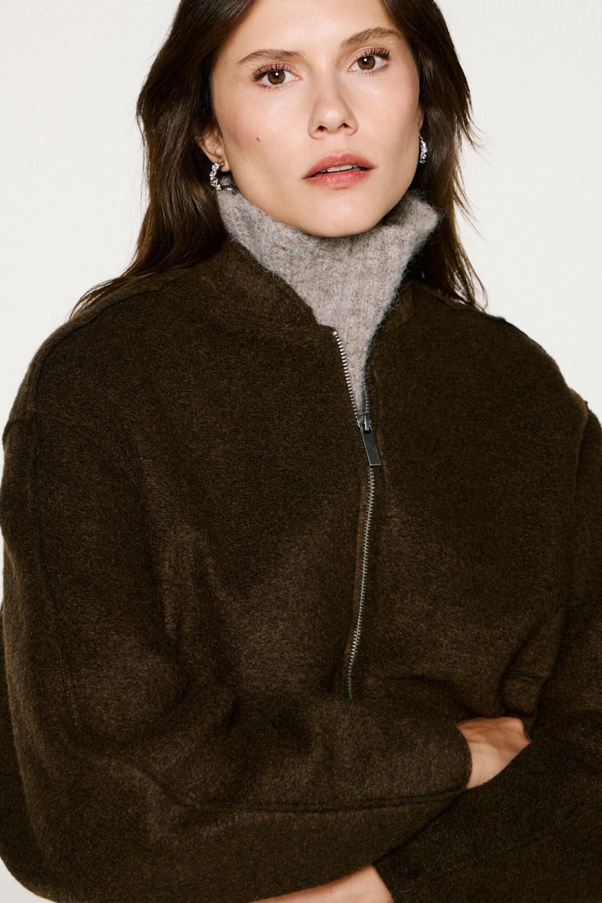 셀렉티드 울 테크니컬 오버핏 봄버 자켓 6432556 MARRON OSCURO - 상세 이미지 3