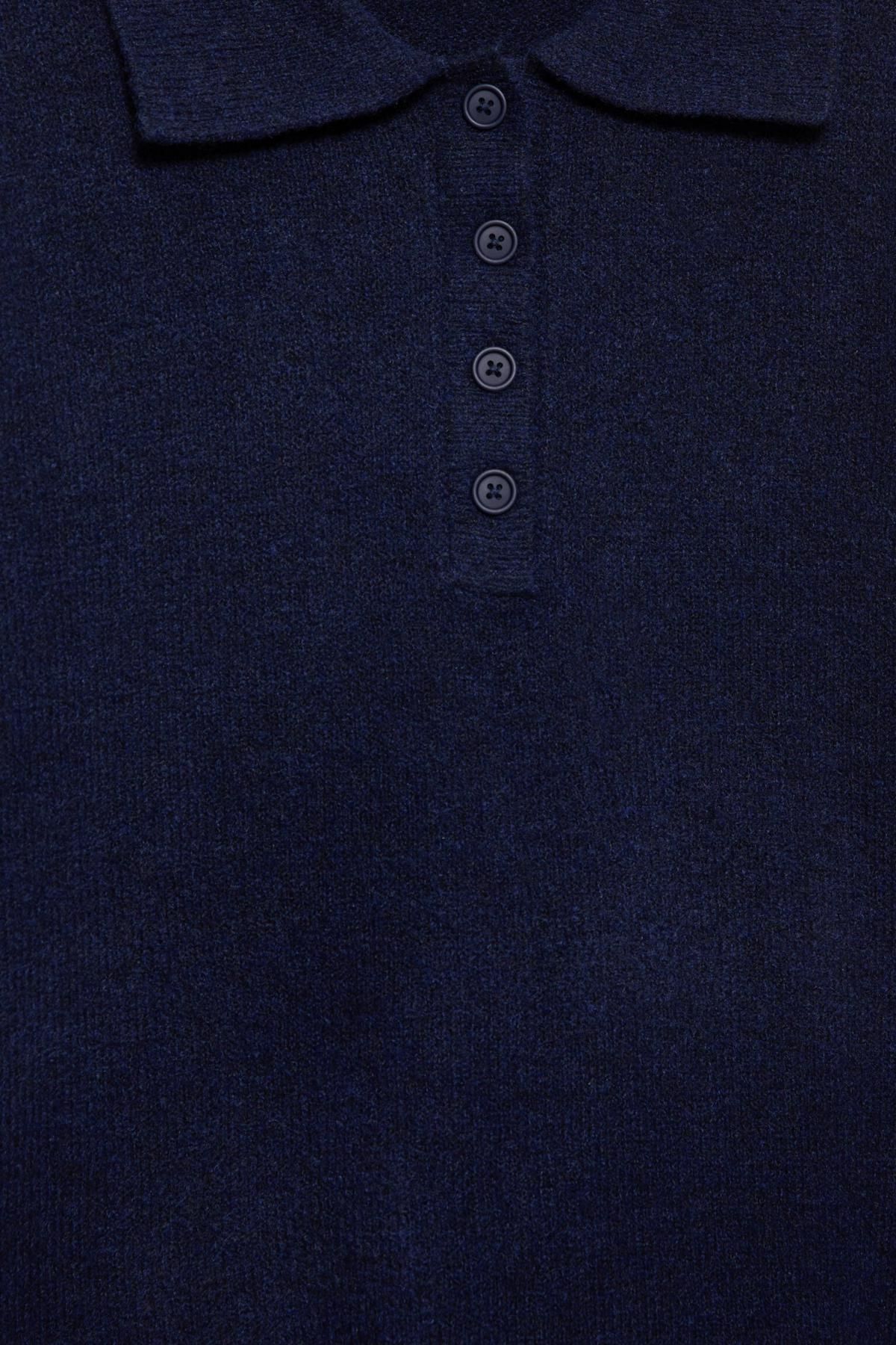 풀앤베어 소프트 라운드넥 버튼업 긴팔 베이직 니트 스웨터 7550/309 NAVY - 상세 이미지 4