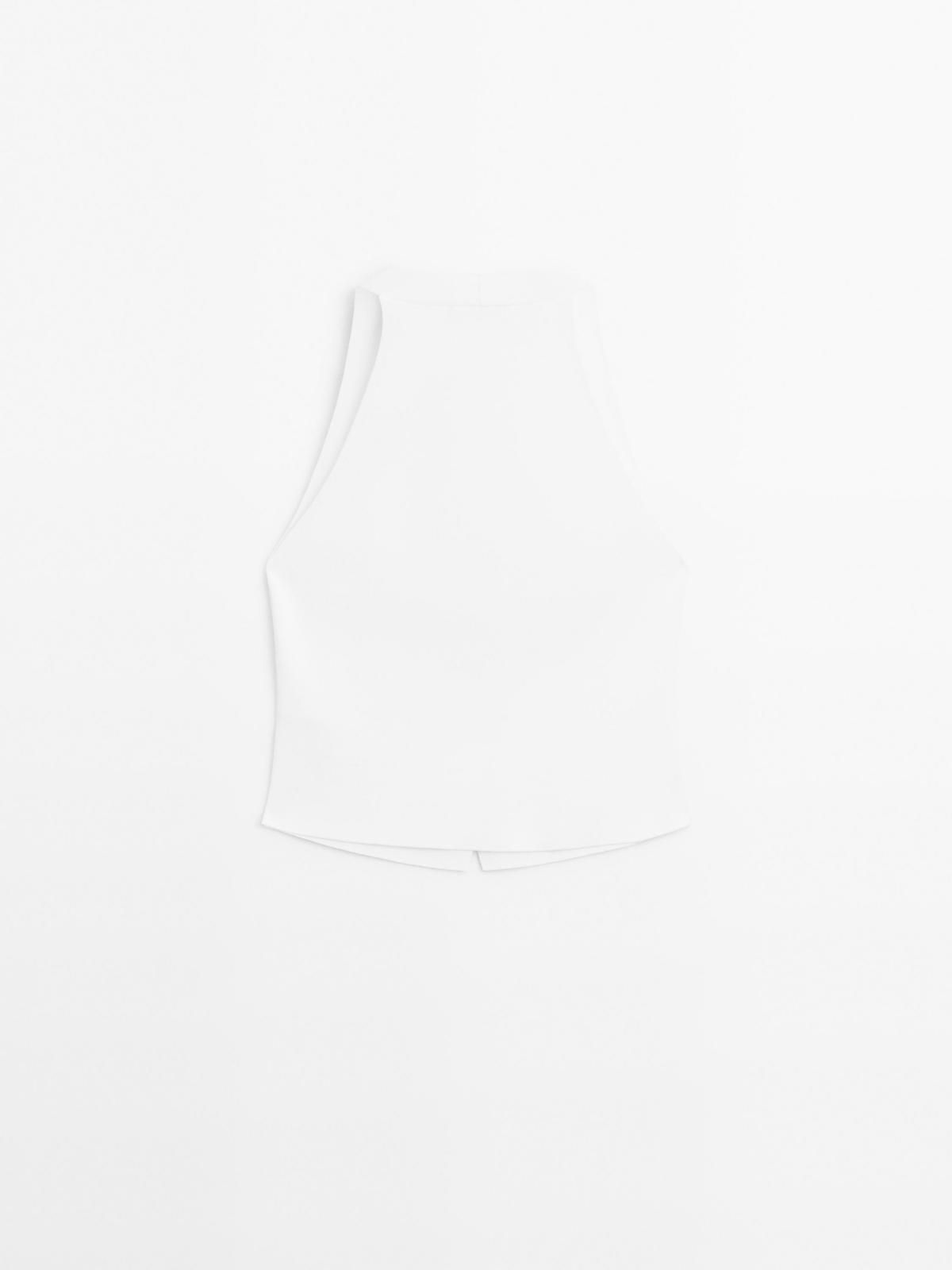 마시모두띠 버튼 포인트 미니멀 니트 베스트 5651/573 WHITE - 상세 이미지 4