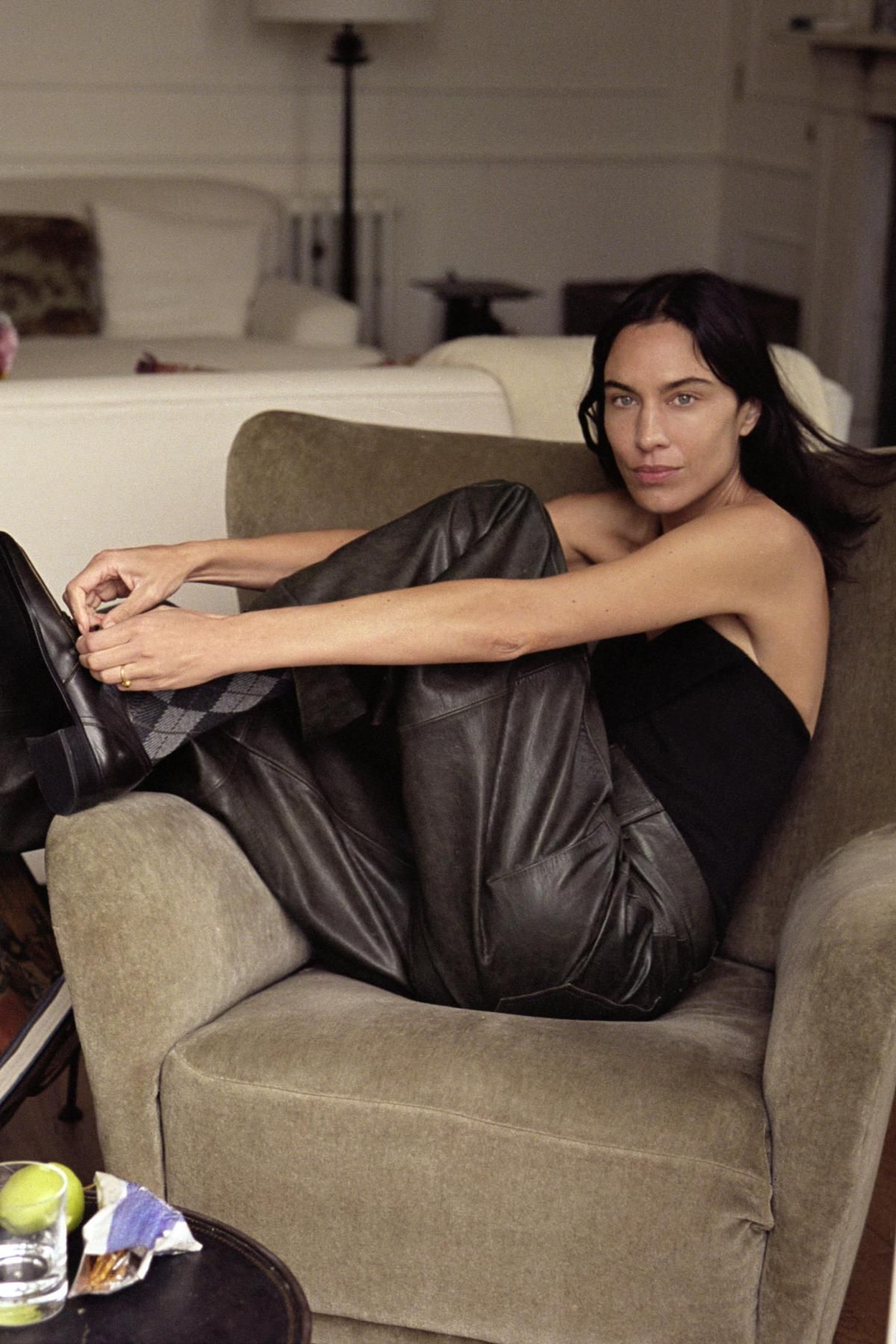 자라 프리미엄 레더 와이드 팬츠 3322/241 BROWN - 상세 이미지 3