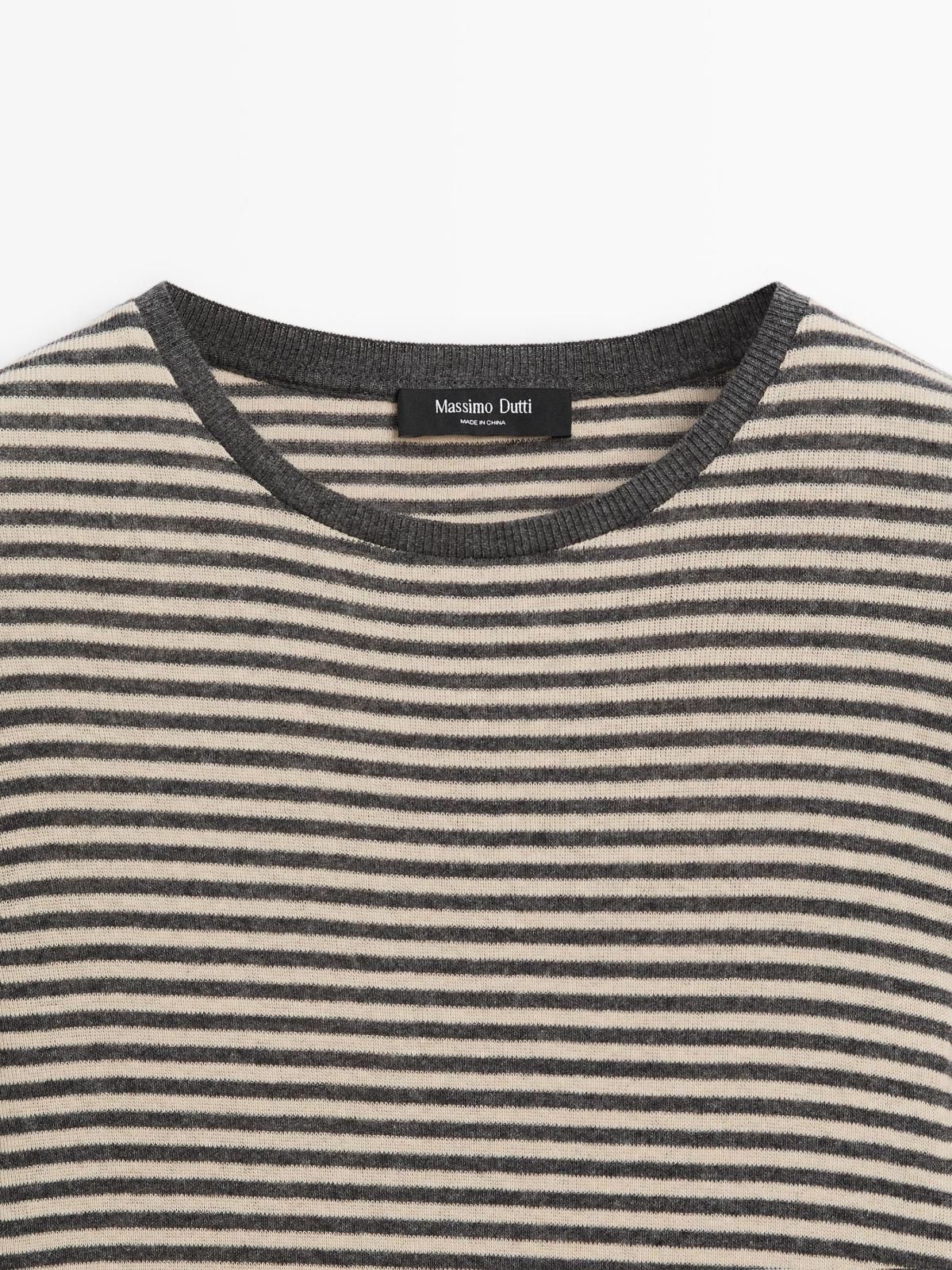 마시모두띠 스트라이프 코튼블렌드 크루넥 긴팔 티셔츠 6286/106 GREY MARL - 상세 이미지 5