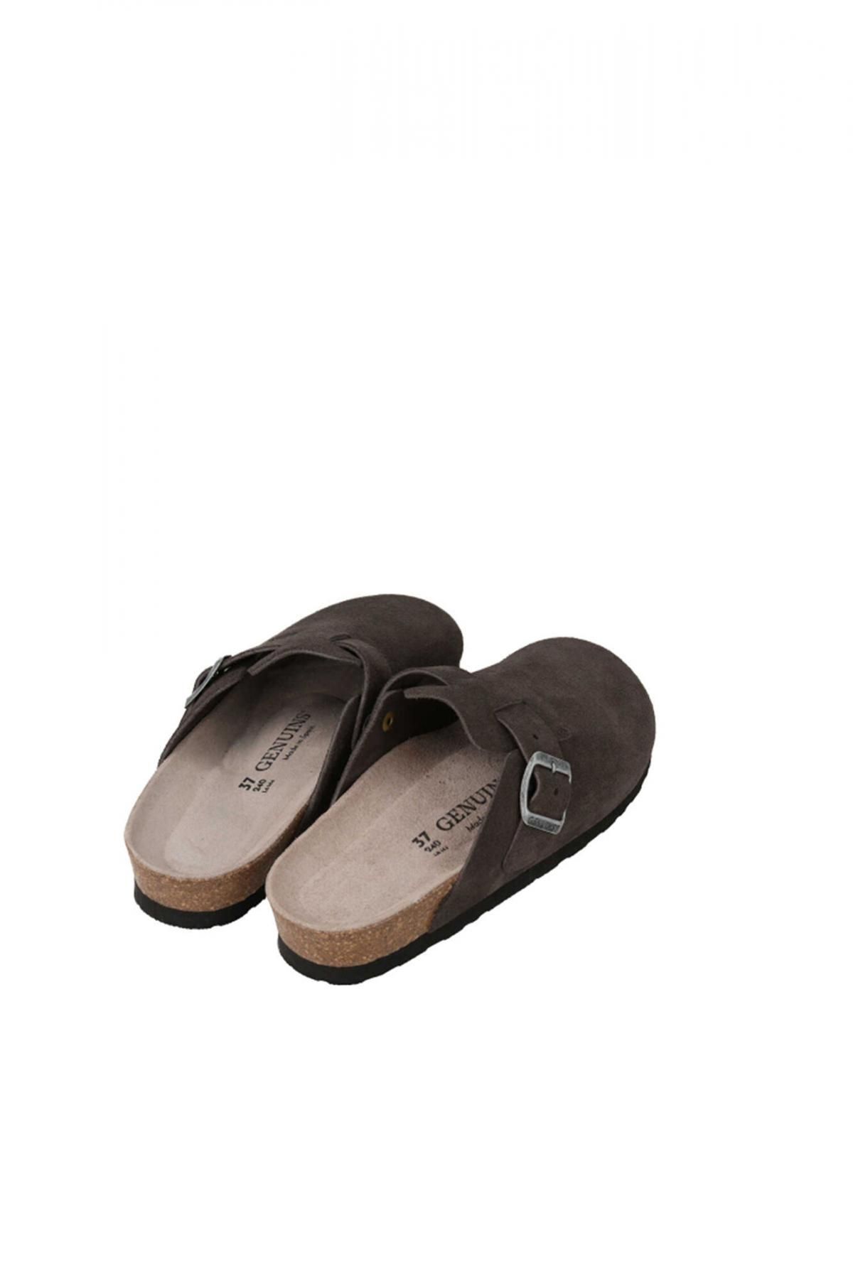 제뉴인스 프리미엄 스웨이드 버클 스트랩 뮬 슬리퍼 9961129 MARRON OSCURO - 상세 이미지 3