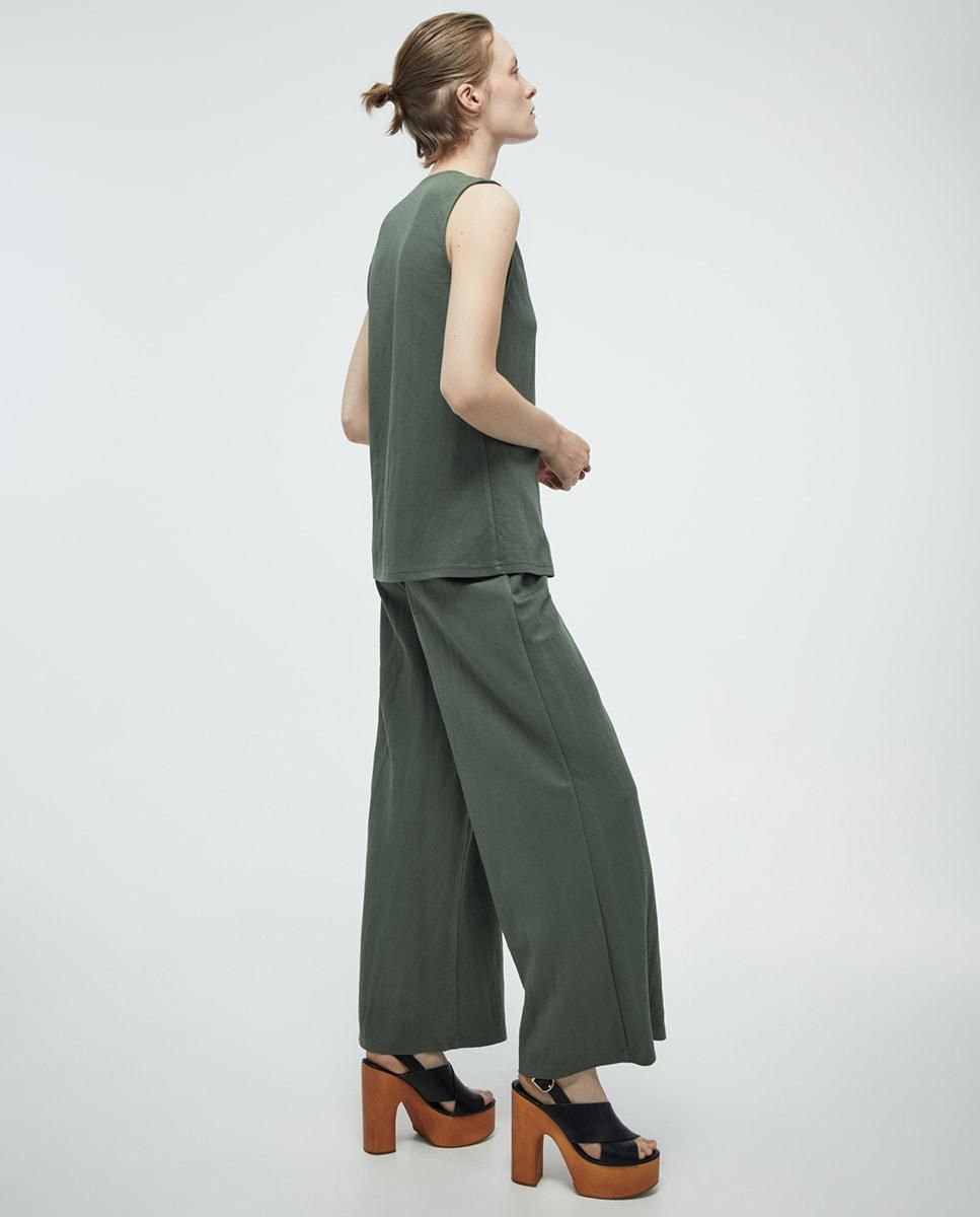 스페라 린넨 와이드 베이직 팬츠 56262006044 KAKI - 상세 이미지 3