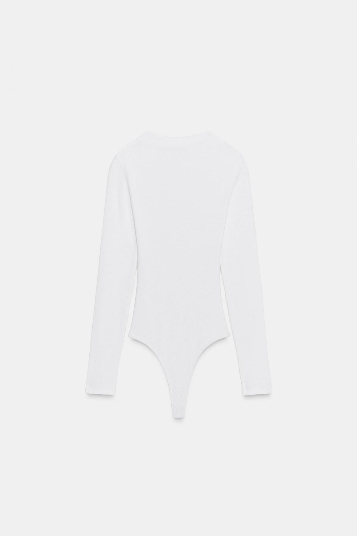 자라 베이직 리브드 하이넥 롱슬리브 바디수트 3253/705 WHITE - 상세 이미지 5