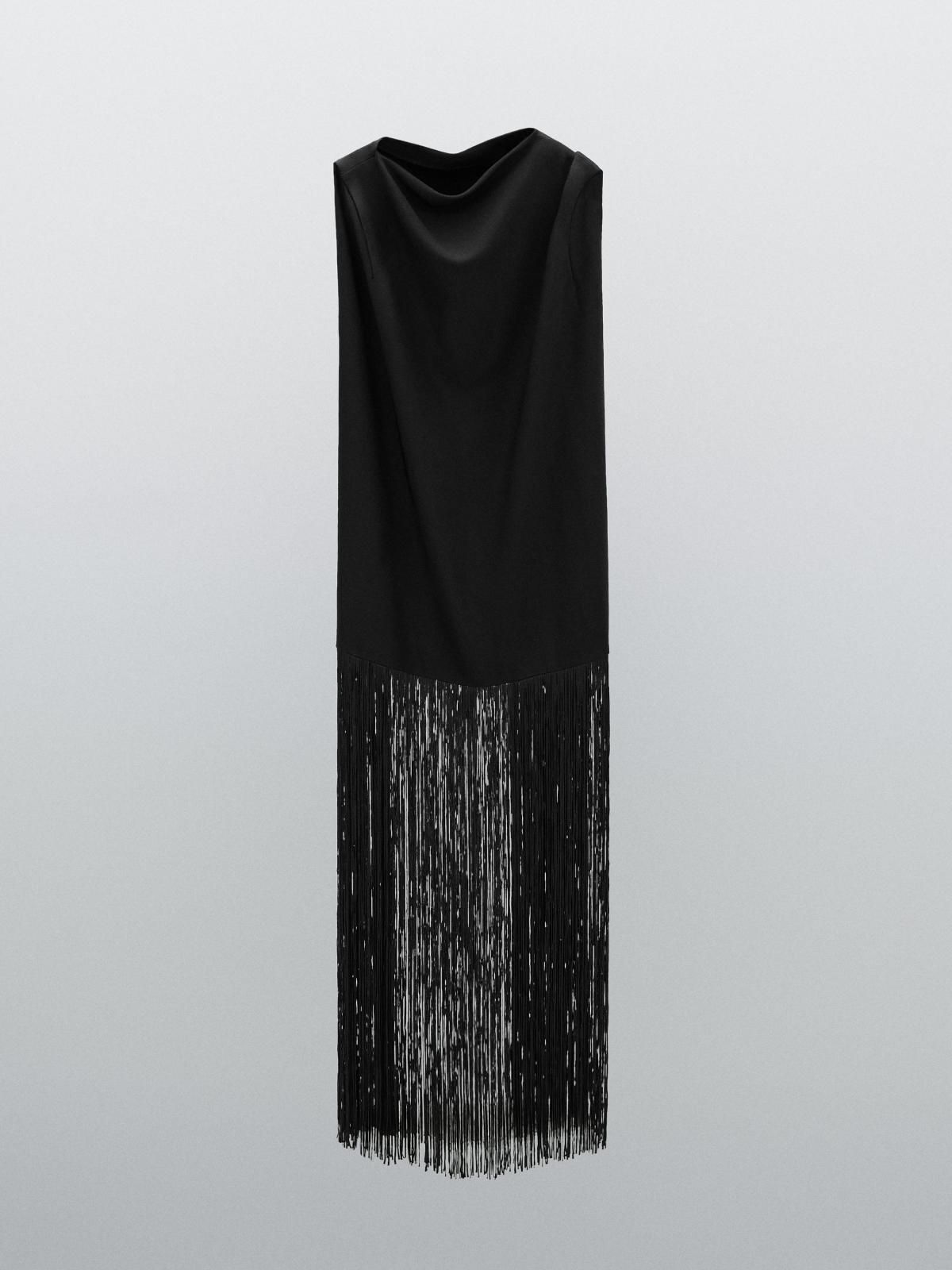 마시모두띠 블랙 프린지 롱 원피스 9208/952 BLACK - 상품 이미지