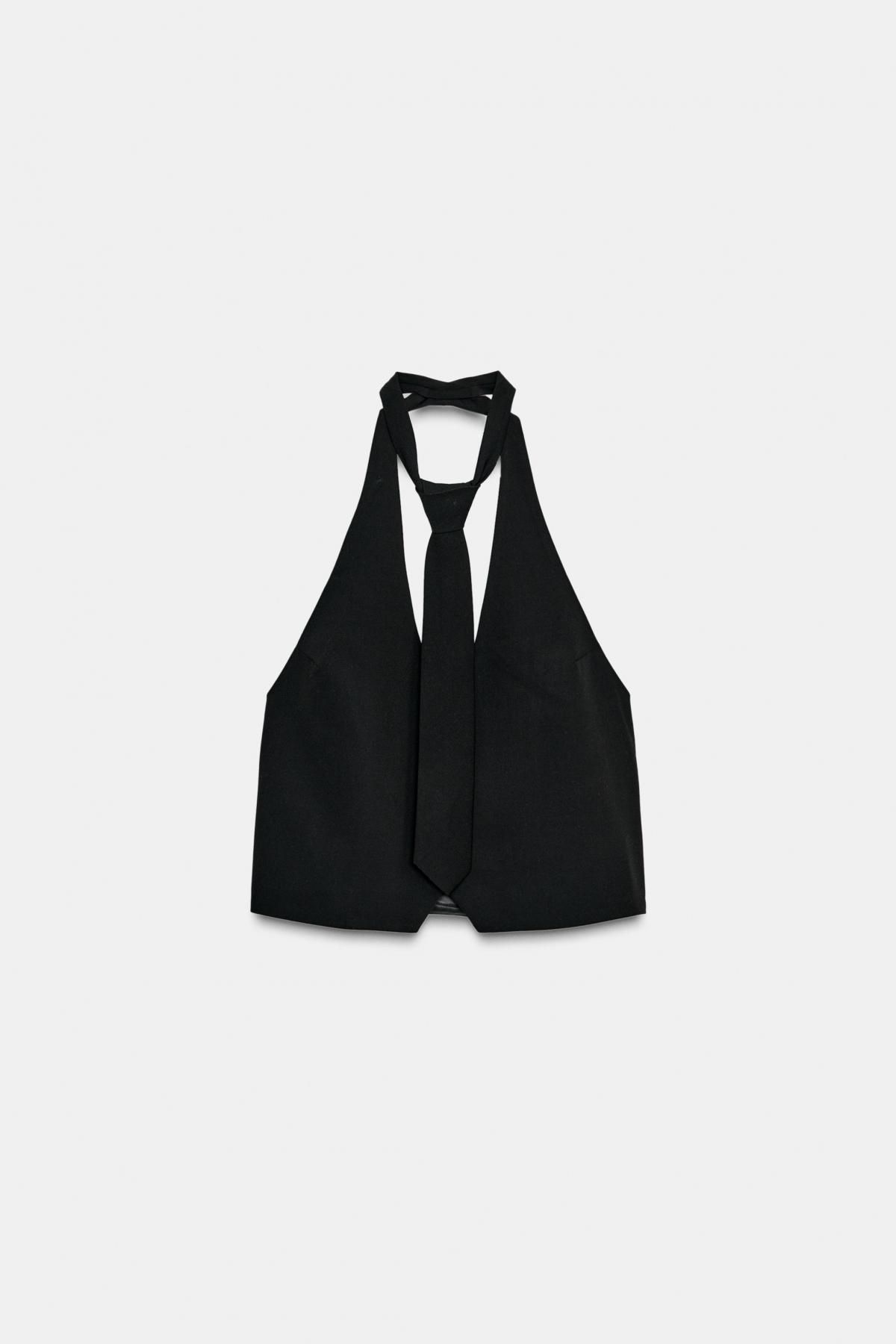 자라 테크니컬 하이넥 탈착식 타이 베스트 탑 5427/793 BLACK - 메인 이미지