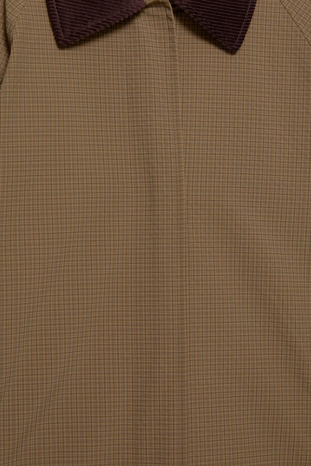 풀앤베어 클래식 코듀로이 카라 체크 롱 트렌치코트 7800/353 BROWN - 상세 이미지 2