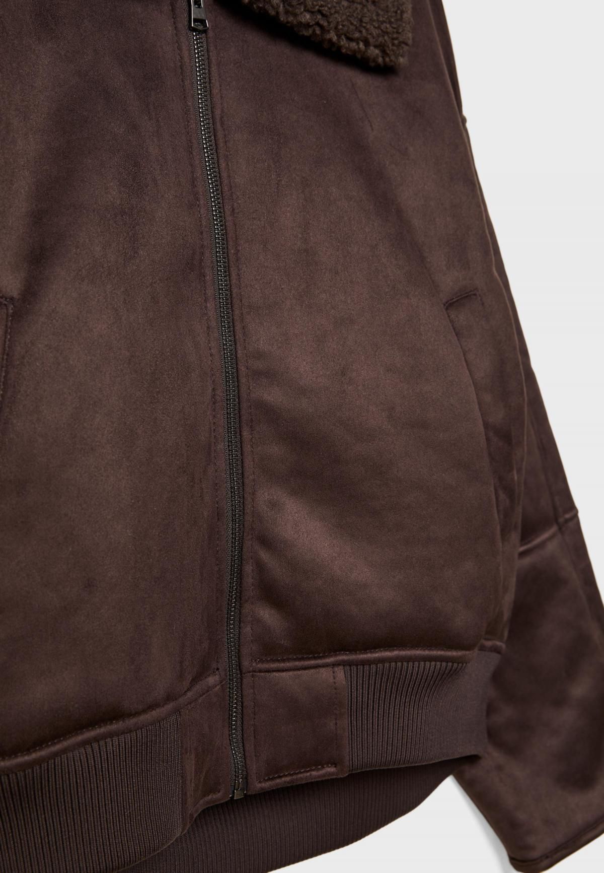 스트라디바리우스 페이크퍼 카라 더블페이스 무스탕 자켓 8457/760 BROWN - 상세 이미지 2
