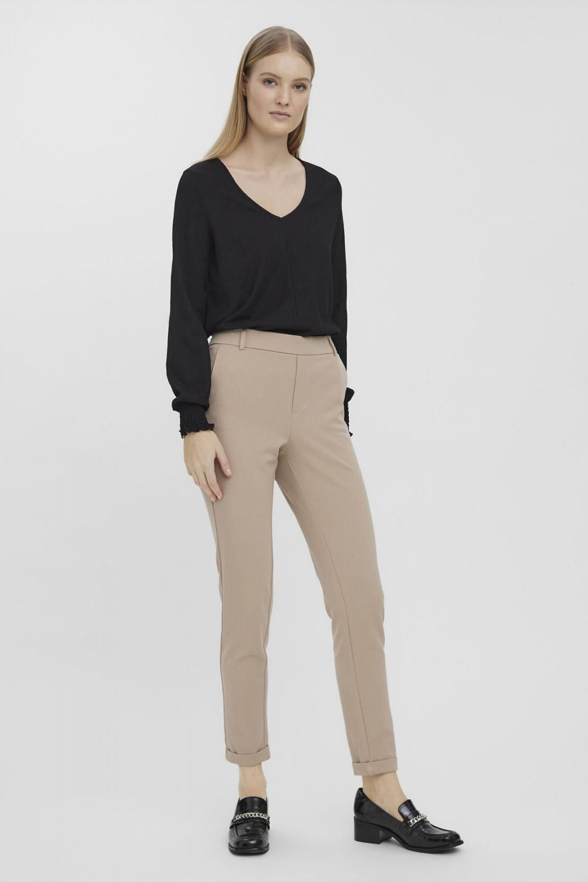 베로모다 미드웨이스트 엘라스틱 스트레이트 슬랙스 팬츠 6398081 MARRON - 상세 이미지 2