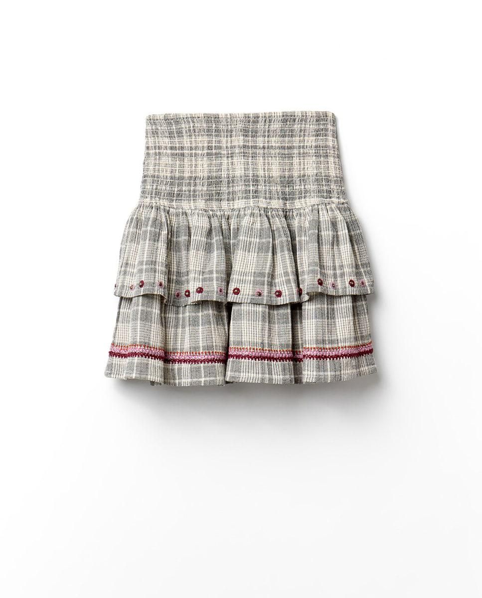 스페라 하이웨이스트 체크 프릴 미니 스커트 58415102068 PIEDRA