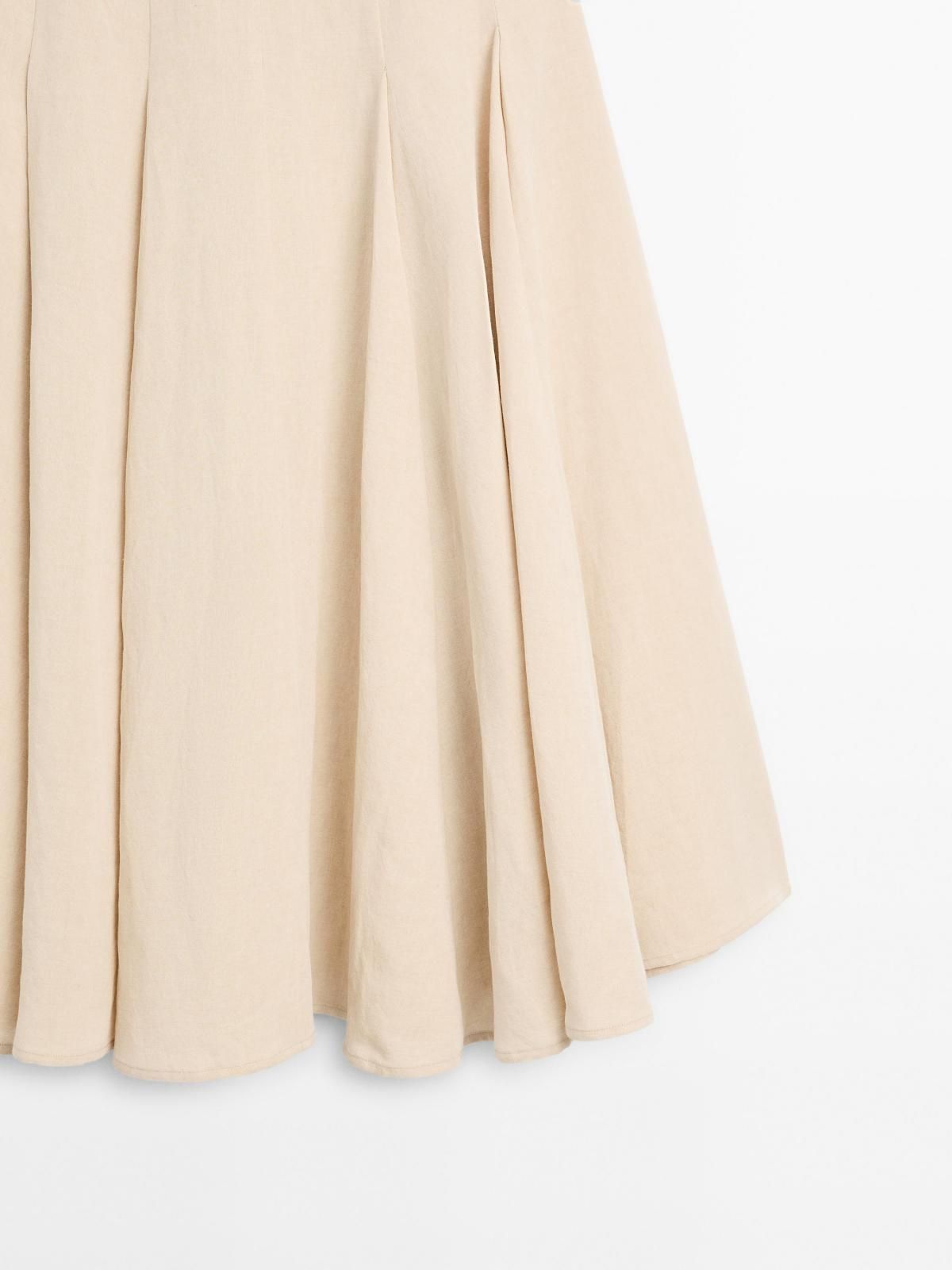 마시모두띠 린넨블렌드 플레어 미디 스커트 5218/530 BEIGE - 상세 이미지 3