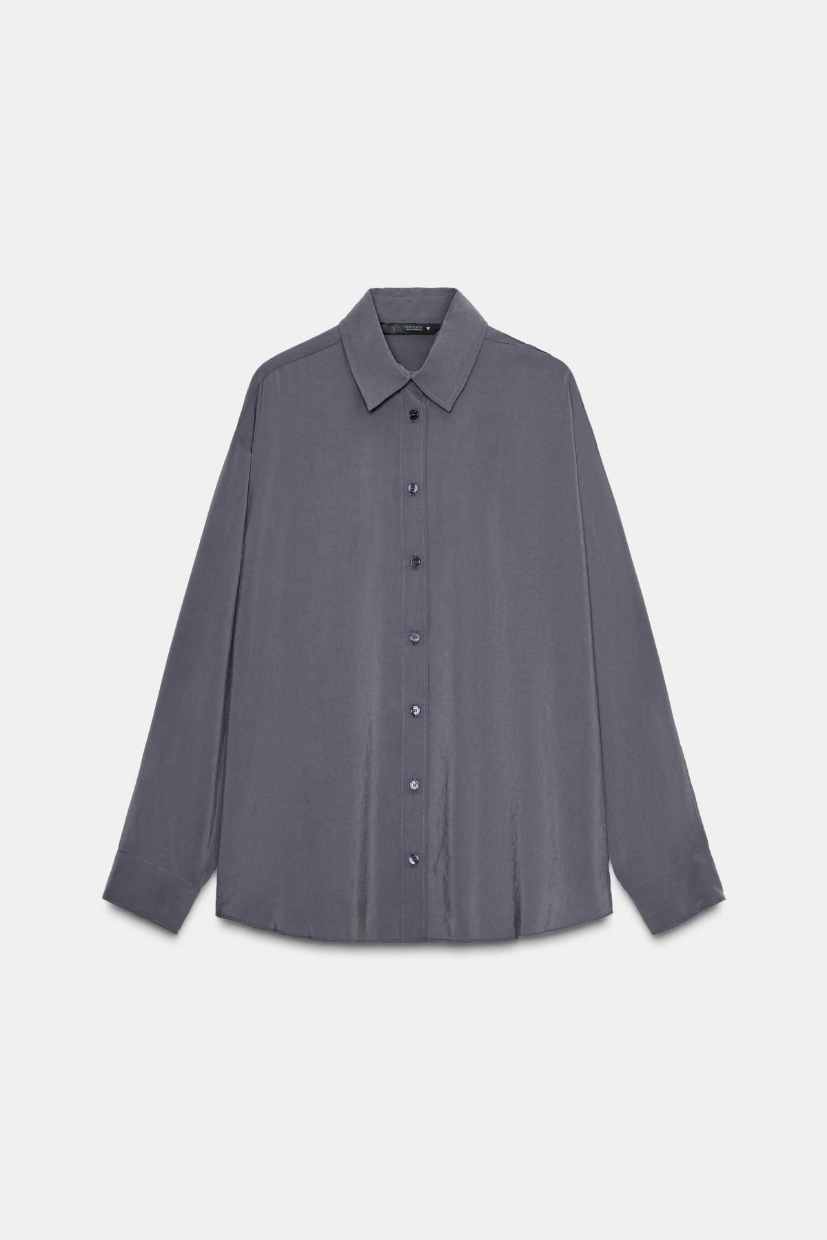 자라 모던 오버사이즈 테크니컬 플루이드 셔츠 4764/105 CHARCOAL GREY - 메인 이미지