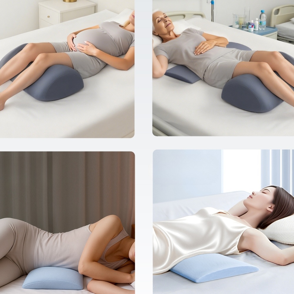 잠자리허리쿠션 다리올림쿠션 허리받침 다리 베개 세트 수면 편한 자세 요추 베개-다크 그레이 - 상세 이미지 5