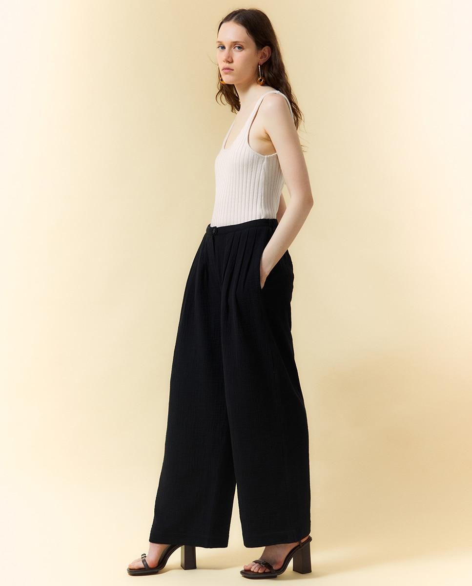 스페라 코튼 와이드핏 팔라초 팬츠 58405003094 NEGRO - 상세 이미지 3