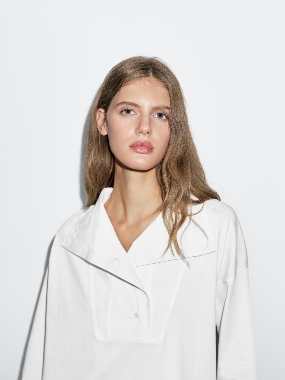 마시모두띠 코튼 퍼넬넥 버튼 반팔 티셔츠 6267/544 OFF WHITE - 상세 이미지 3