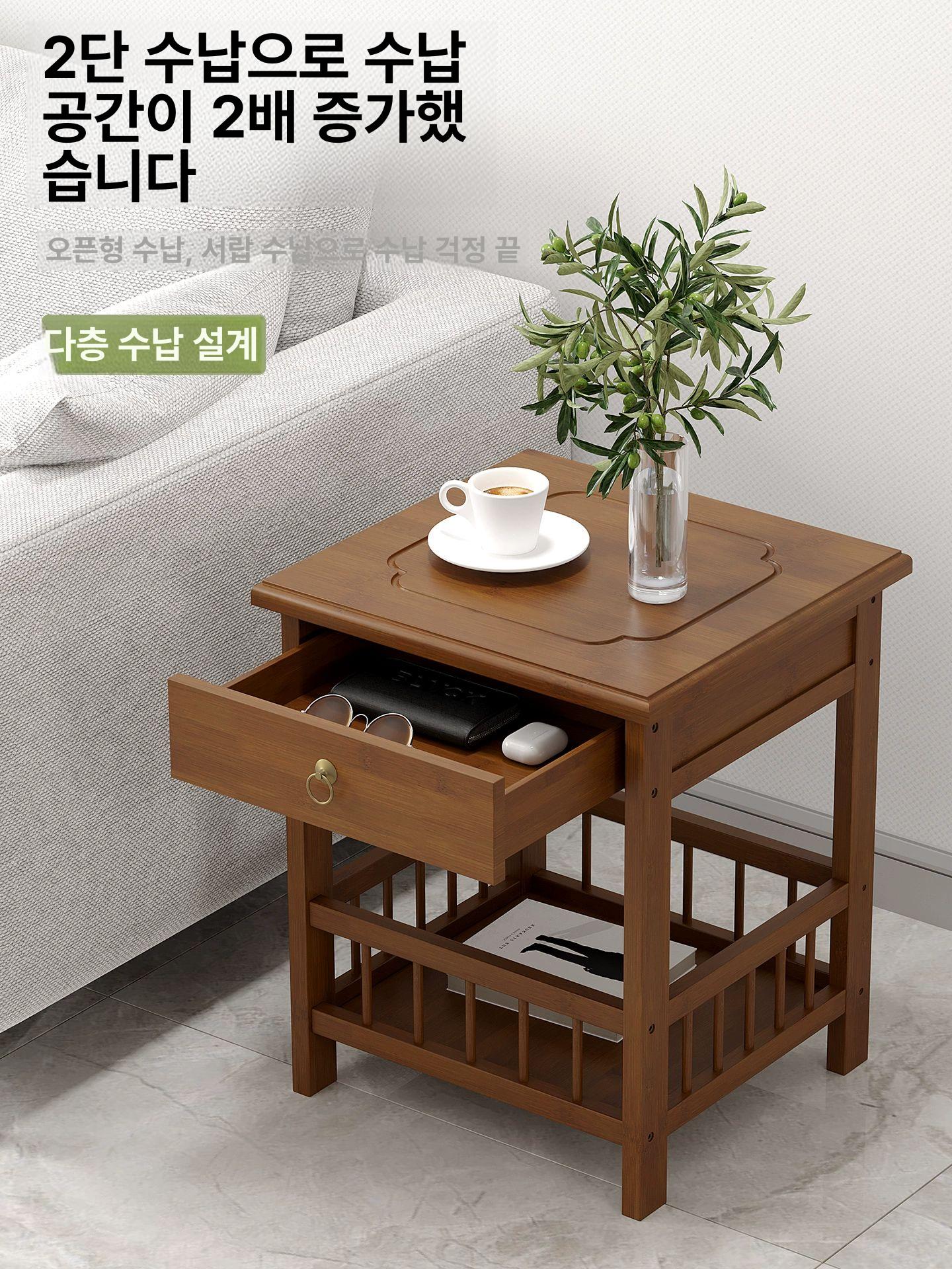 소파 옆 작은 테이블 거실 연장 사이드 장식장 삼층 수납장 - 상세 이미지 3