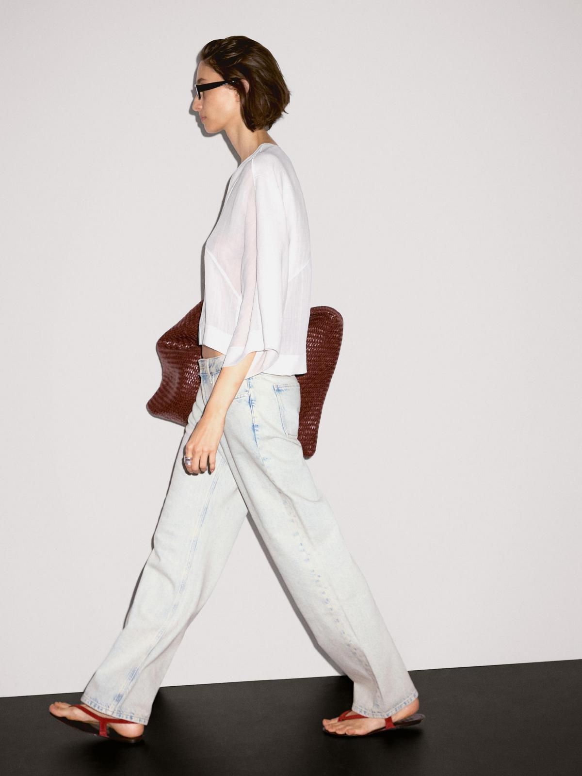 마시모두띠 린넨 블렌드 루즈핏 시스루 블라우스 5145/745 OFF WHITE - 상세 이미지 3