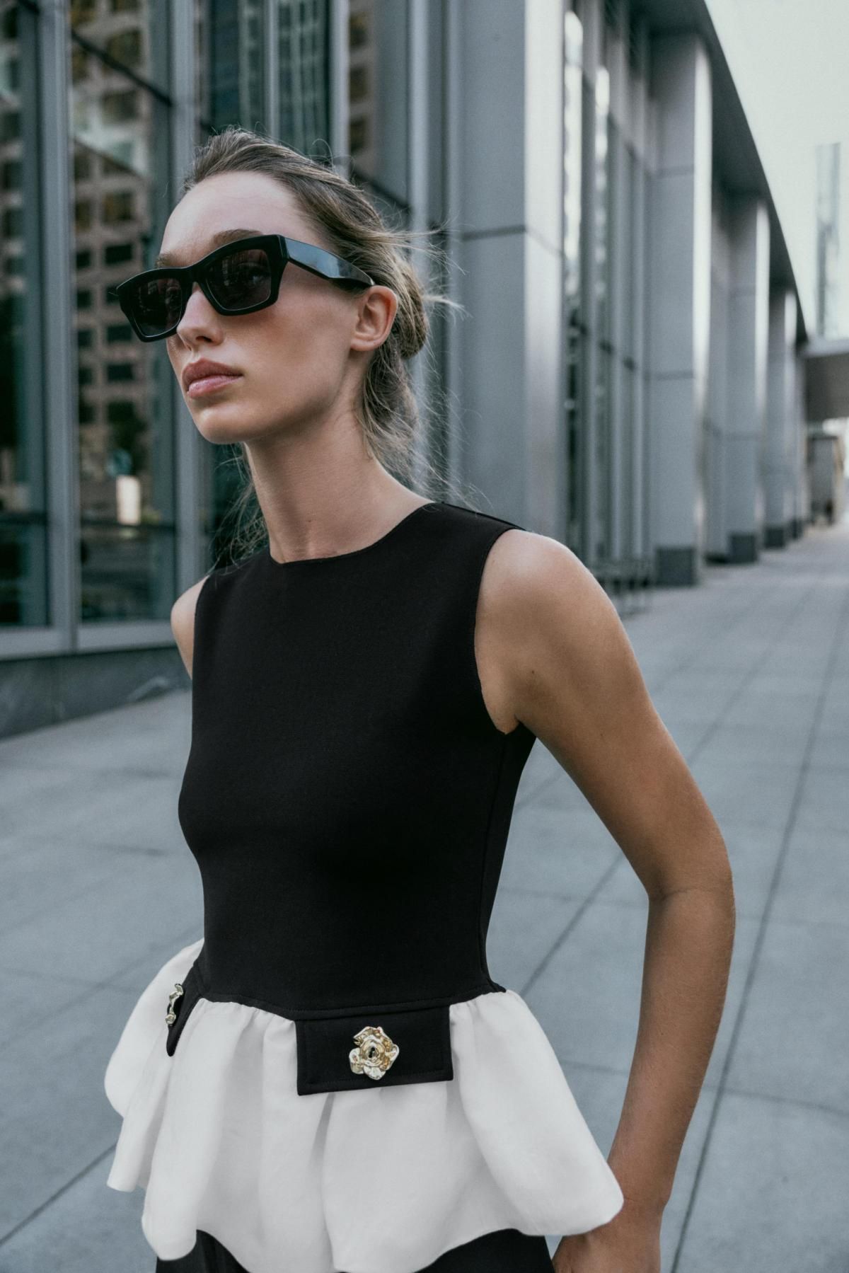 자라 배색 테크니컬 스트레치 민소매 탑 5584/213 BLACK / WHITE - 상세 이미지 3