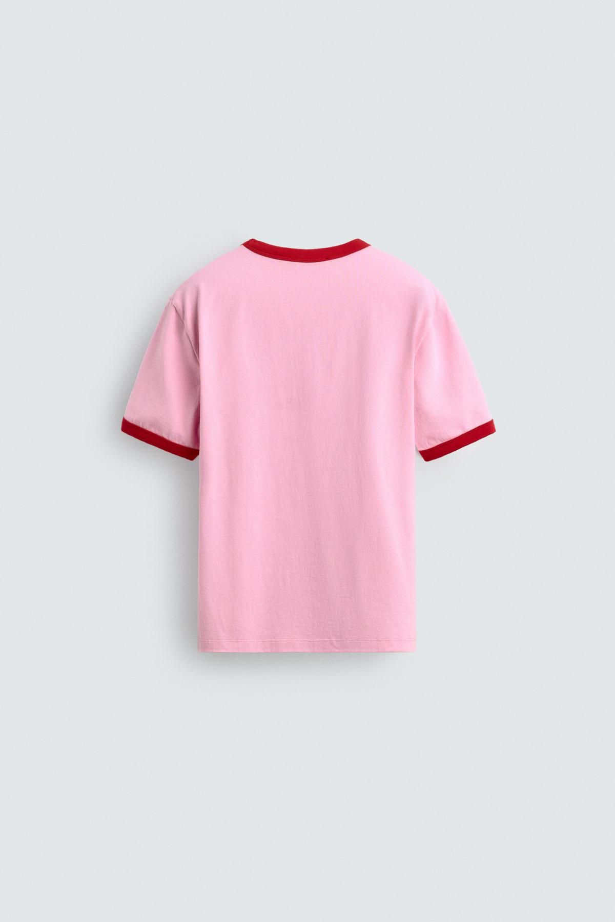 자라 하트 그래픽 프린트 슬림핏 반팔 티셔츠 X 해리 램버트 디즈니 0085/813 PINK - 상세 이미지 3
