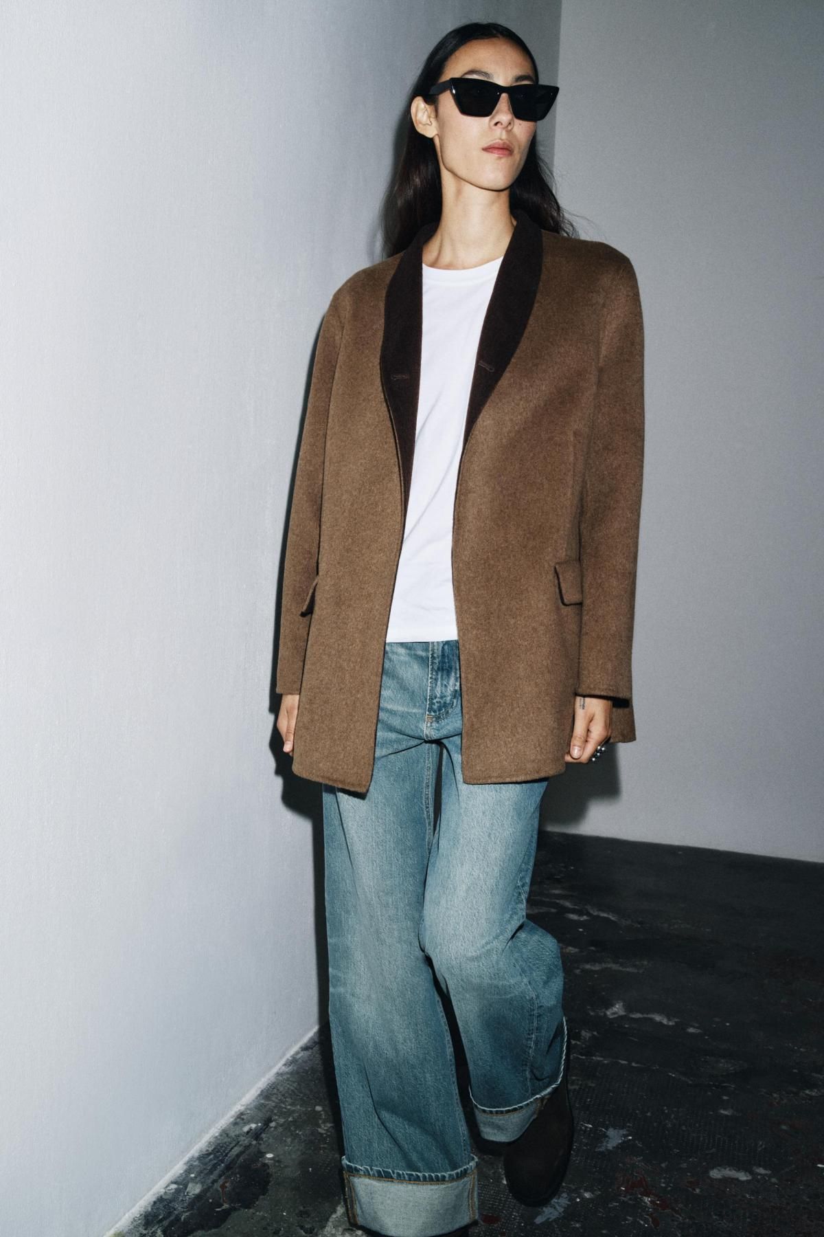 자라 오버사이즈 울 블렌드 블레이저 7522/245 BROWN - 상세 이미지 2