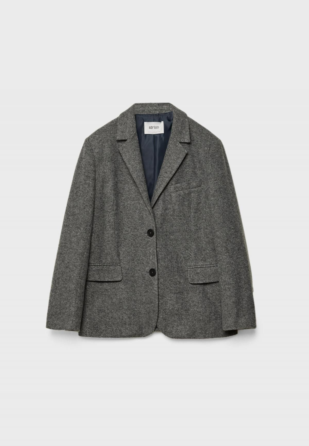 스트라디바리우스 오버사이즈 헤링본 테일러드 재킷 8503/752 GREY - 상품 이미지