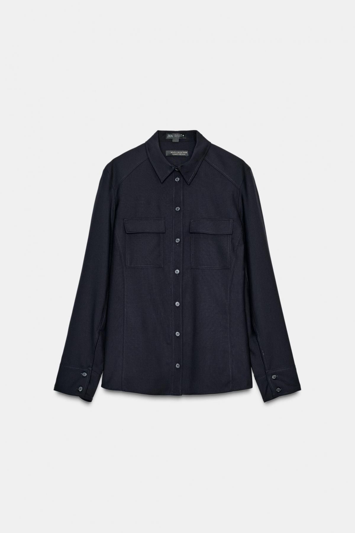 자라 울 테크니컬 긴팔 셔츠 8740/050 DARK NAVY - 메인 이미지
