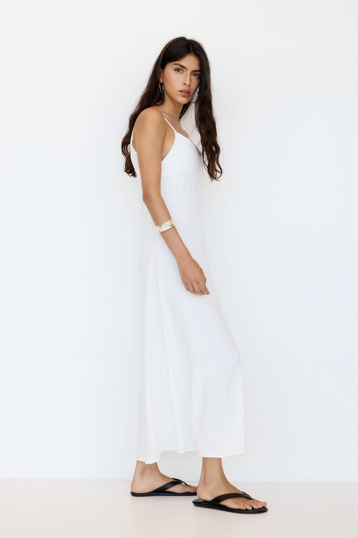풀앤베어 화이트 내추럴 스트랩 미디 원피스 7394/313 WHITE - 상세 이미지 5
