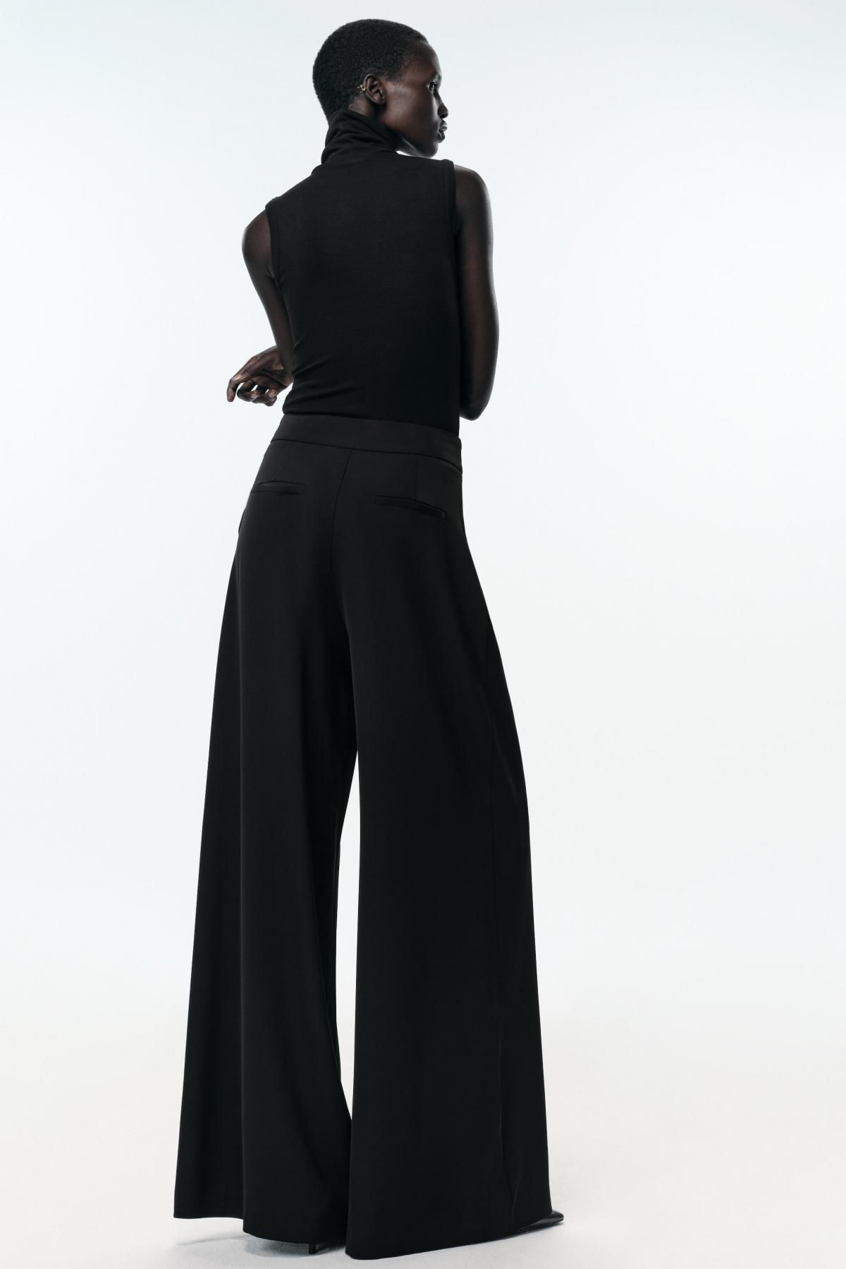자라 하이웨이스트 와이드 팔라초 팬츠 8546/782 BLACK - 상세 이미지 4