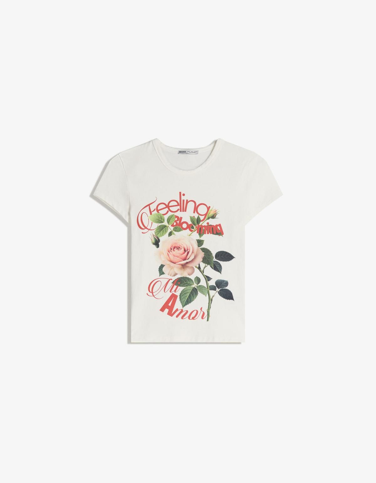 버쉬카 플라워 프린트 반팔 티셔츠 7655/167 OFF WHITE - 상품 이미지