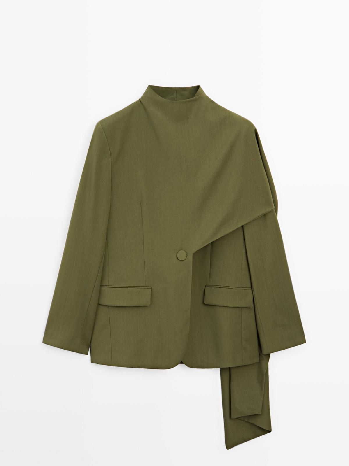 마시모두띠 울 테일러드 스카프 디테일 재킷 9504/951 MOSS GREEN - 상품 이미지