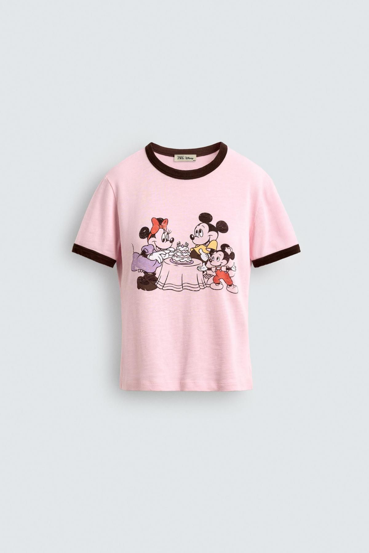 자라 미키 미니 크롭 슬림핏 반팔 티셔츠 X 해리 램버트 디즈니 0085/812 WHITE / PINK - 메인 이미지