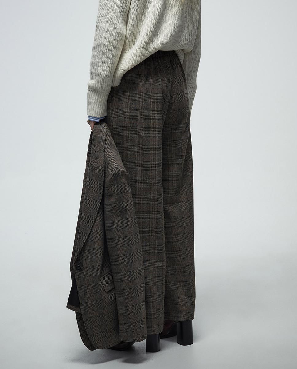 스페라 테일러드 체크 플리츠 와이드 팬츠 58405003144 MARRON - 상세 이미지 4