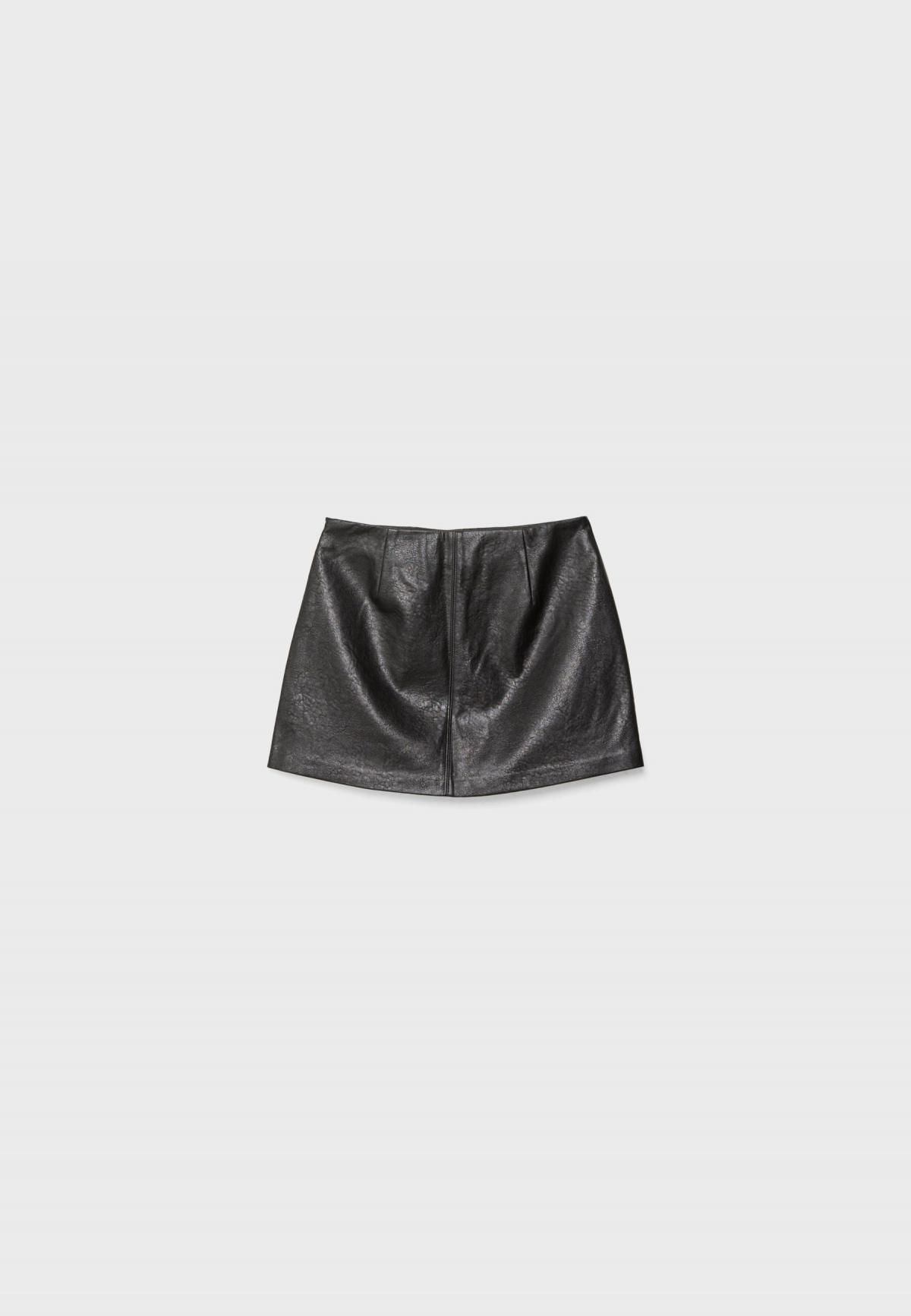 스트라디바리우스 레더 이펙트 미니 스커트 팬츠 4707/735 BLACK - 상세 이미지 3