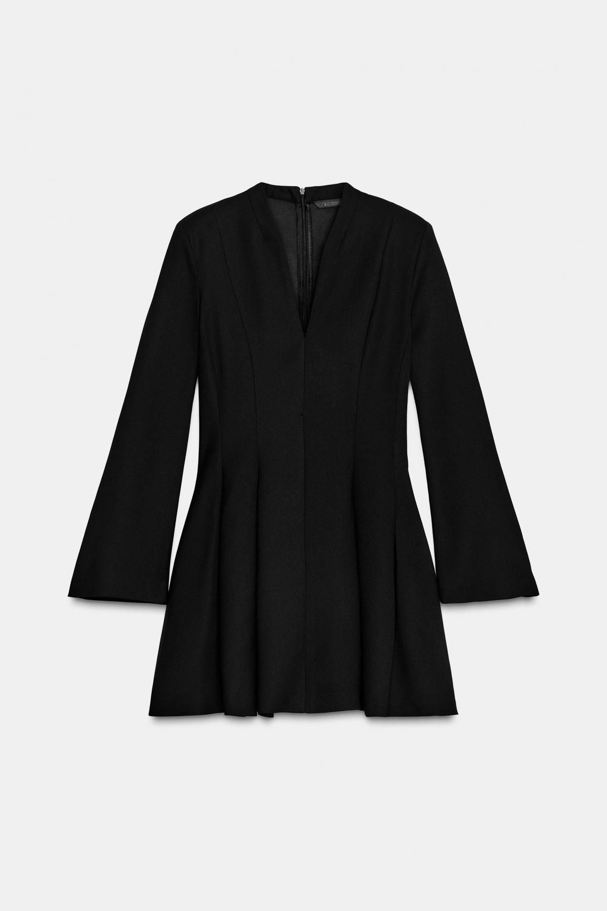 자라 페미닌 브이넥 숄더패드 미니 원피스 9038/592 BLACK - 상품 이미지
